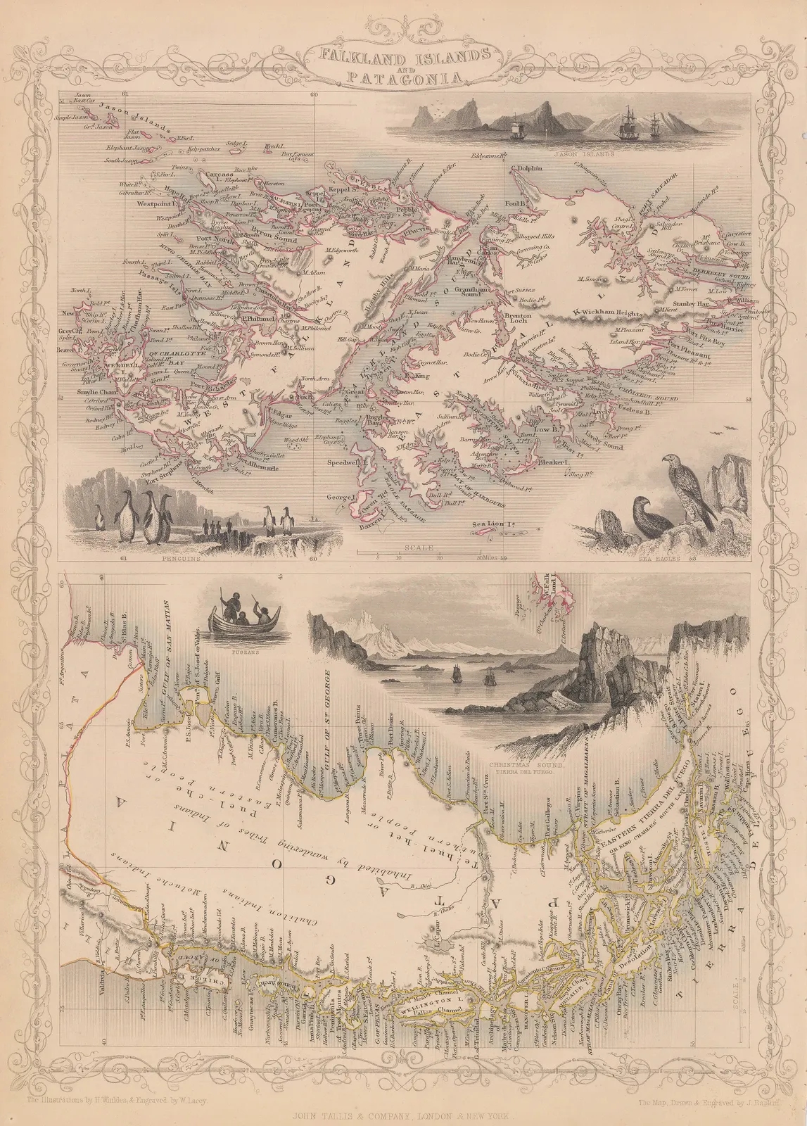 John Tallis, Falkland Islands and Patagonia, 1851