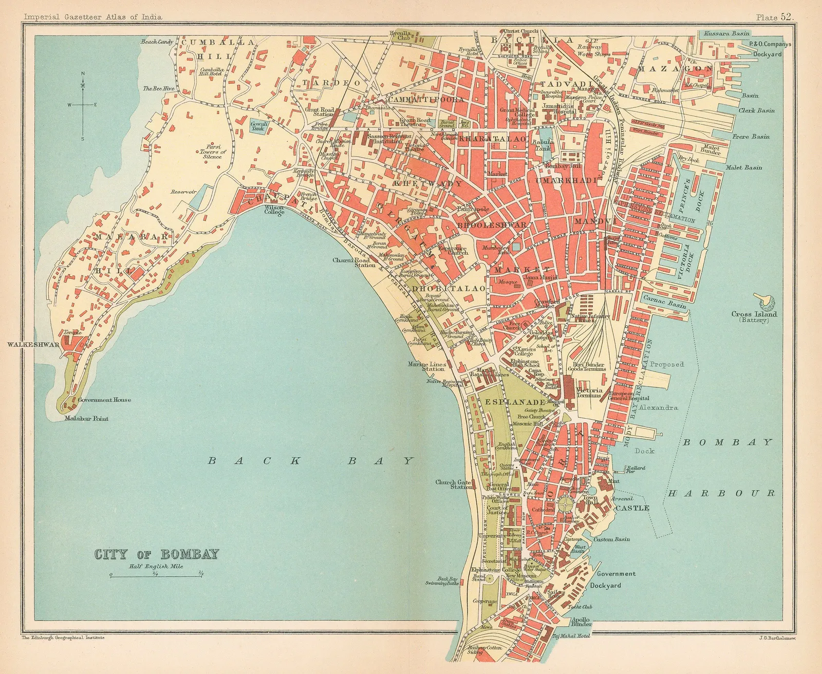 John Bartholomew & Co., City of Bombay (Mumbai), 1909