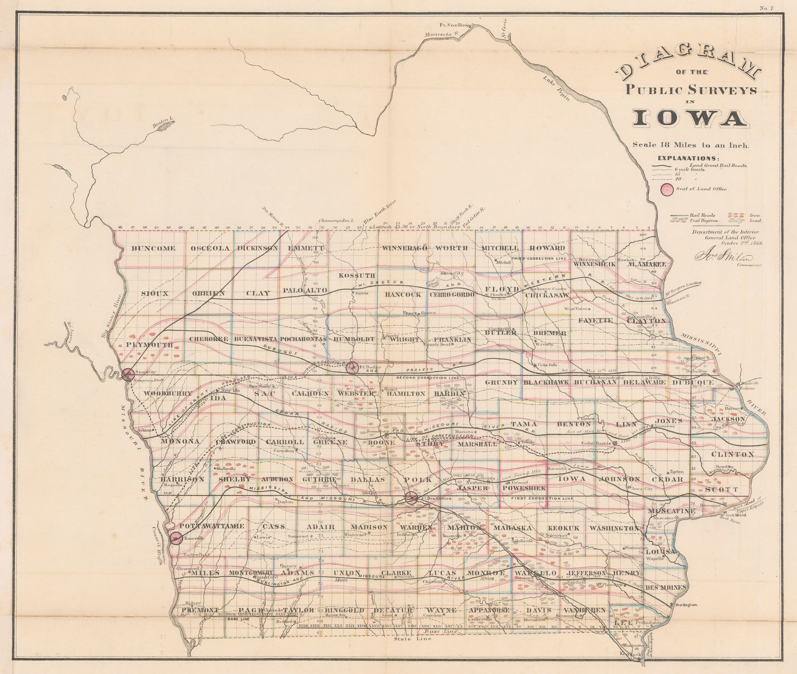General Land Office (GLO), Iowa, 1866