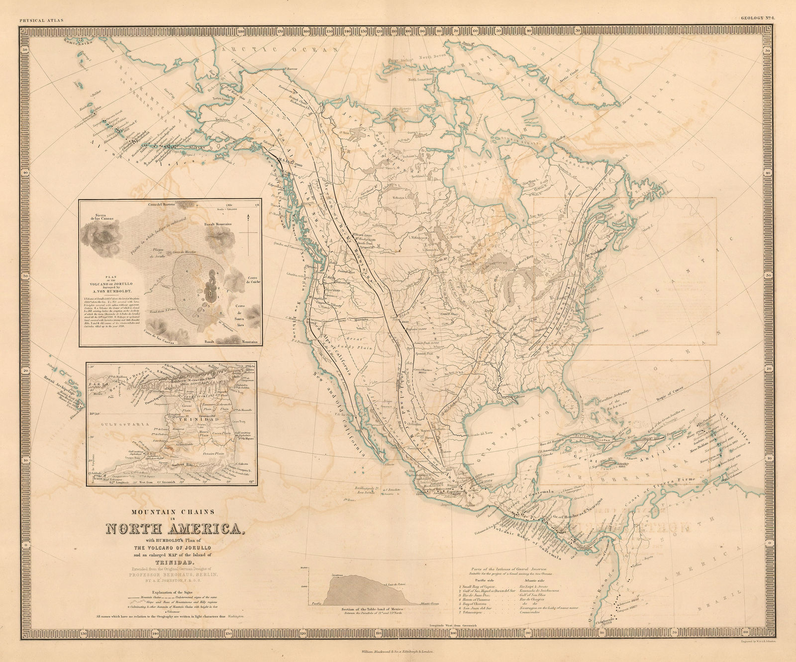 W. & A.K. Johnston, Mountain Chains in North America, 1848