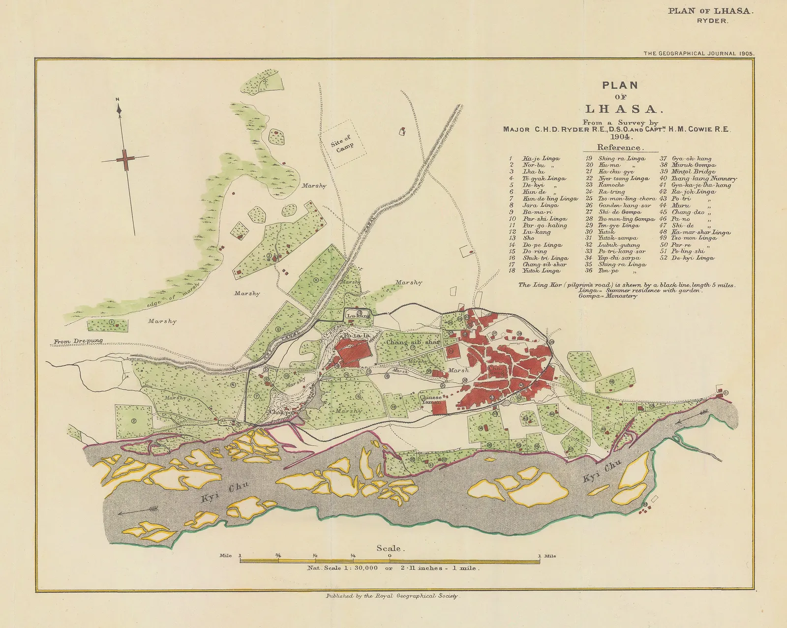 Royal Geographical Society (RGS), Plan of Lhasa, 1905