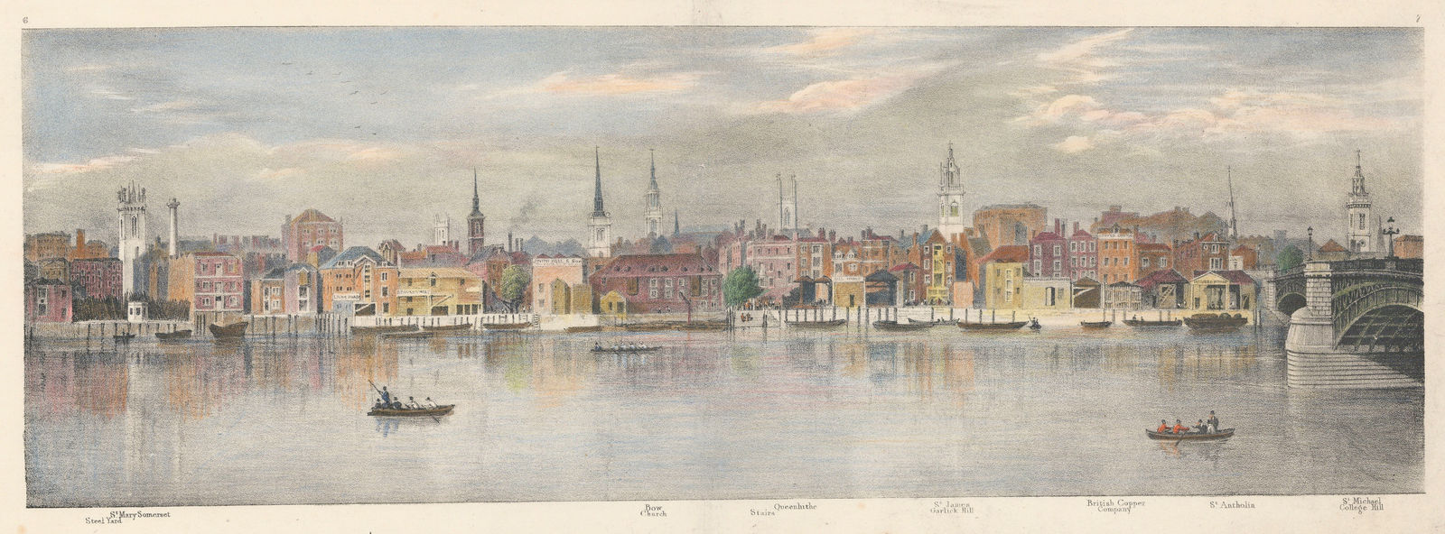 Lt. Col. Trench, London - Thames Panorama, St Mary-le-Bow Church, 1825