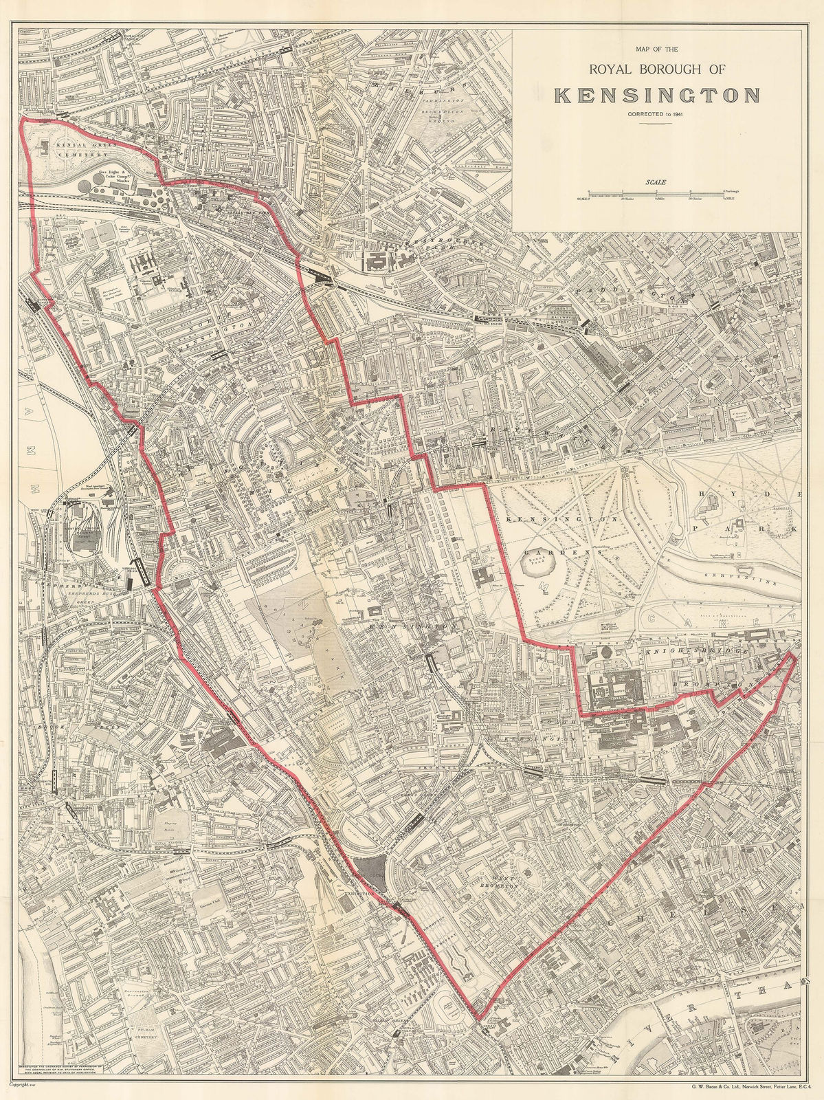 George W. Bacon, Map of the Royal Borough of Kensington, 1941