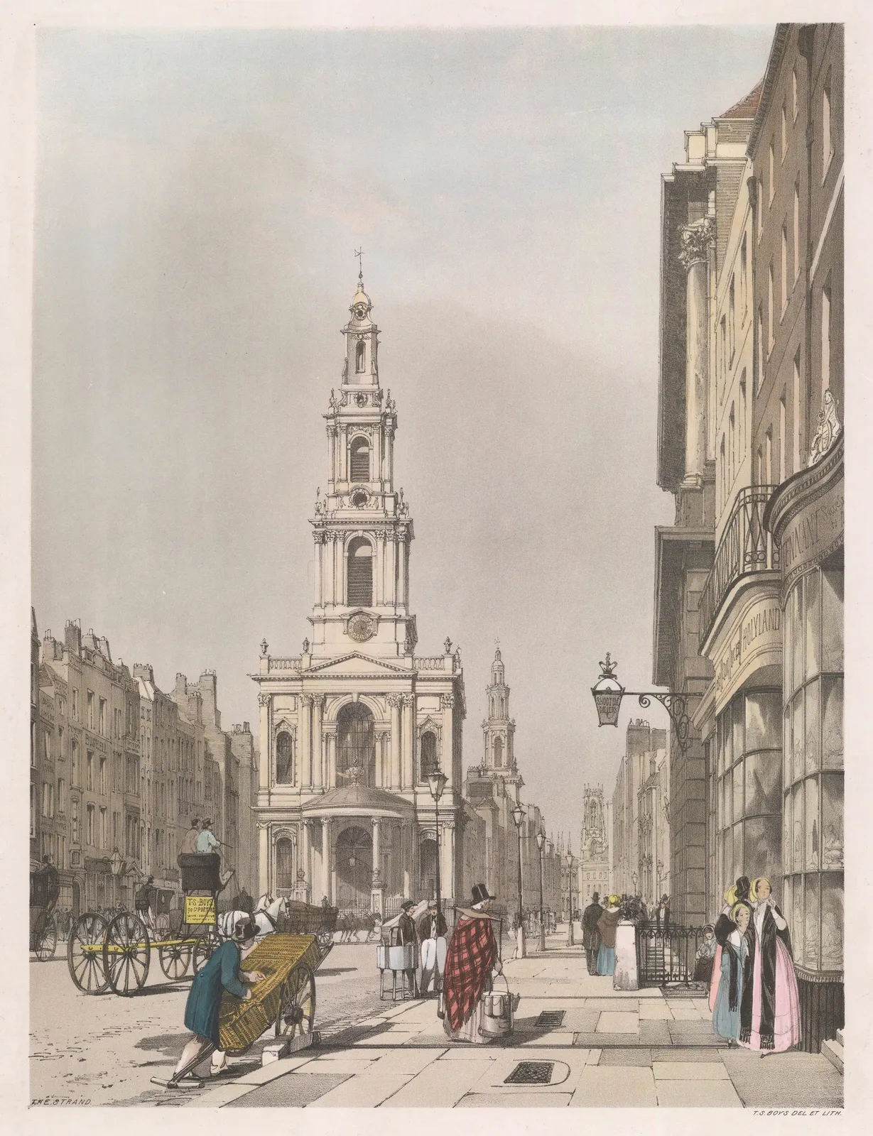 Thomas Shotter Boys, London - St Clement Danes and The Strand, 1842