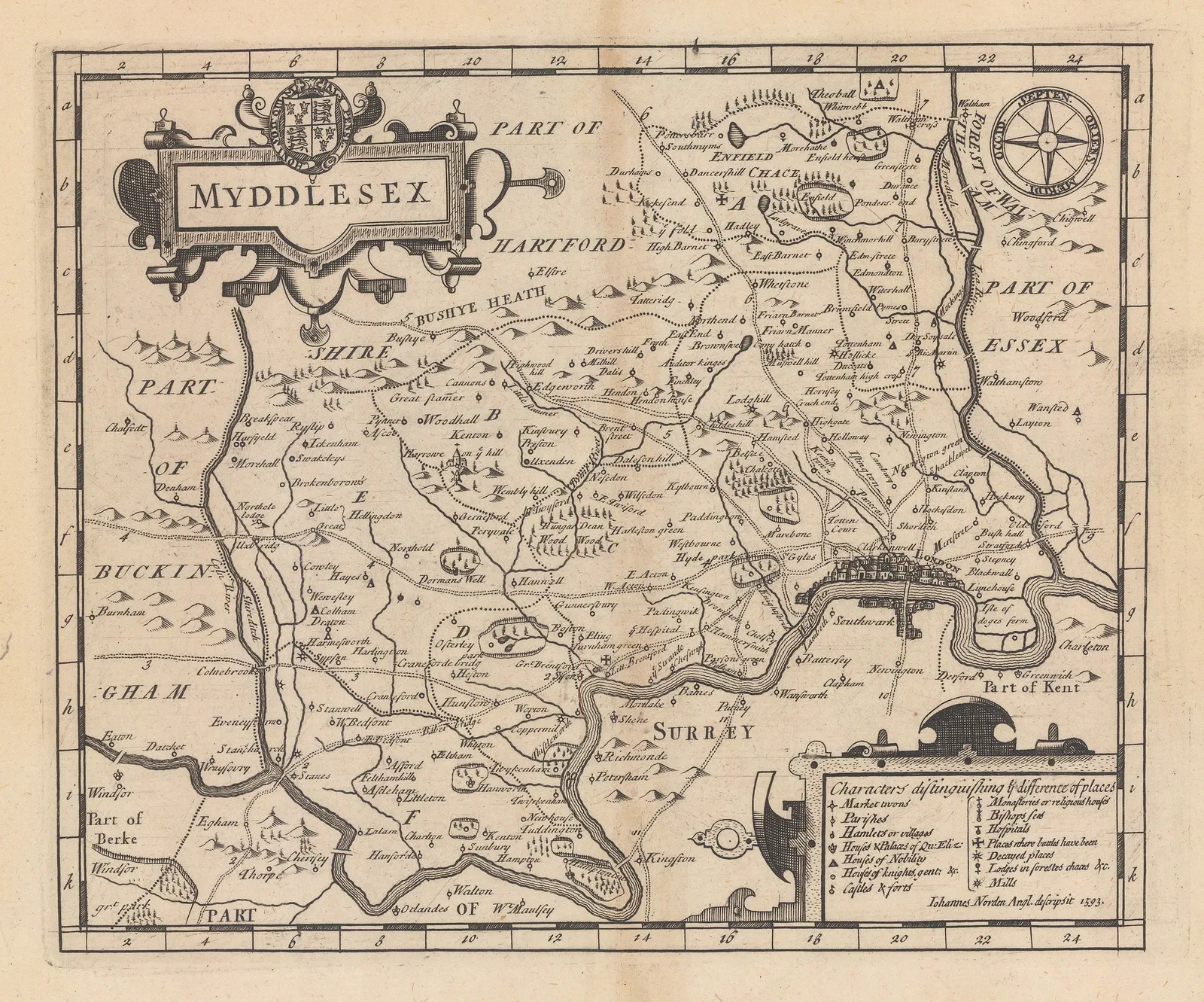John Norden, Middlesex, or North & West London, 1723