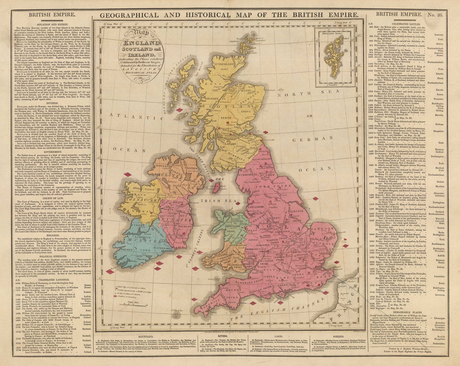 C.V. Lavoisne, Geographical and Historical Map of Britain, 1813