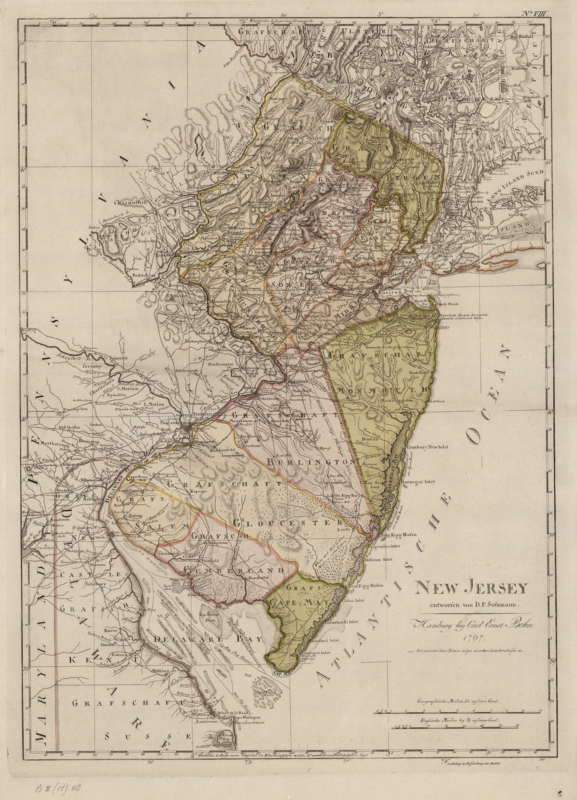 Daniel Friedrich Sotzmann, New Jersey, 1797