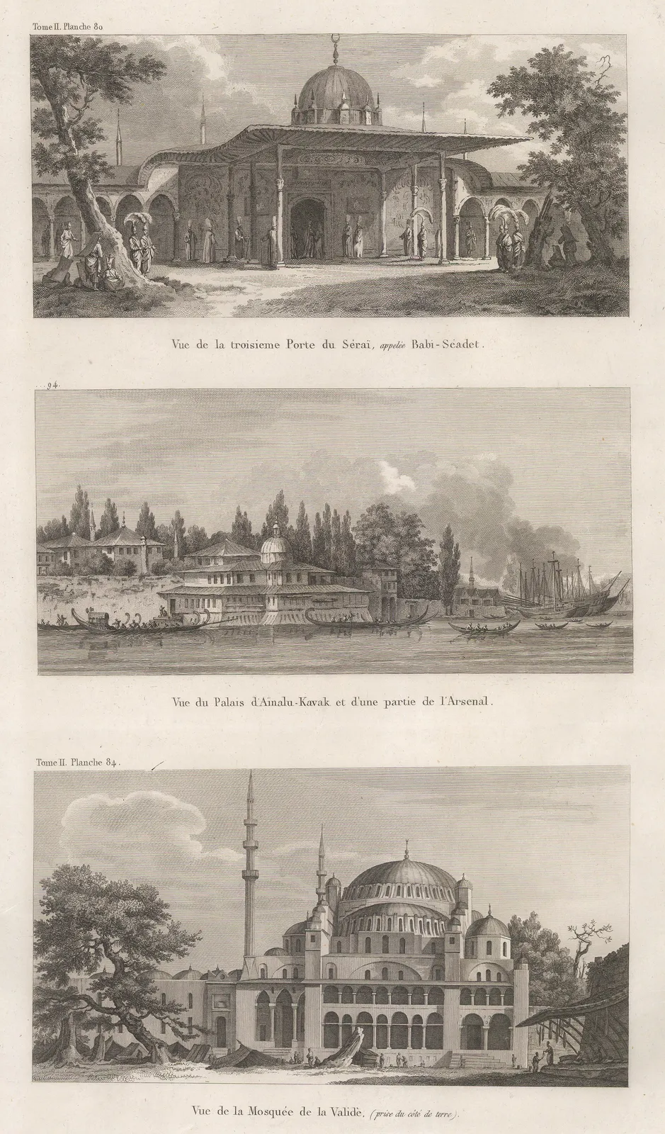Count Marie-Gabriel de Choiseul-Gouffier, Turkey - Istanbul / Constantinople, Triple view, 1782