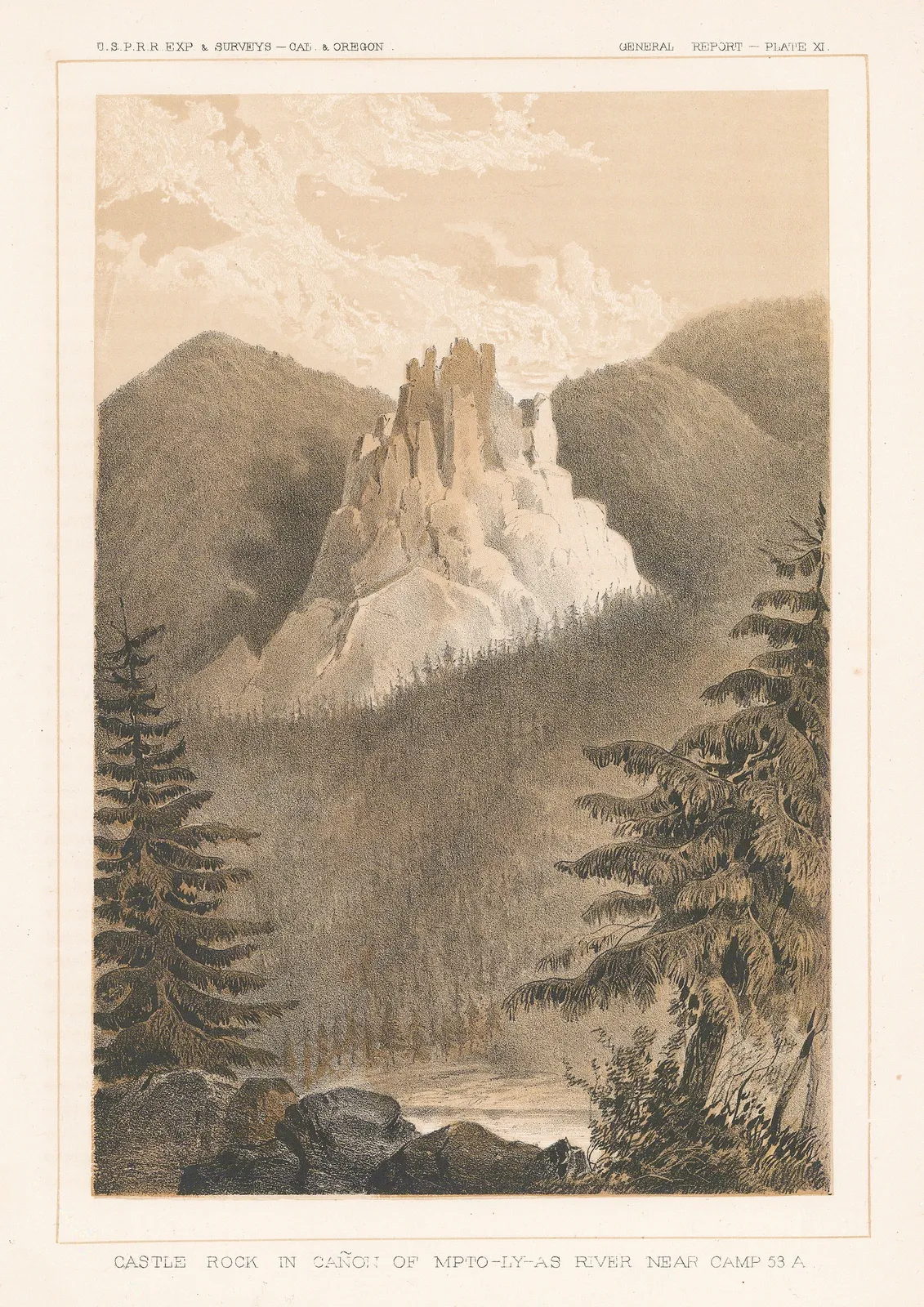 United States Pacific Railroad Expeditions (USPRR), Oregon - Castel Rock, 1857