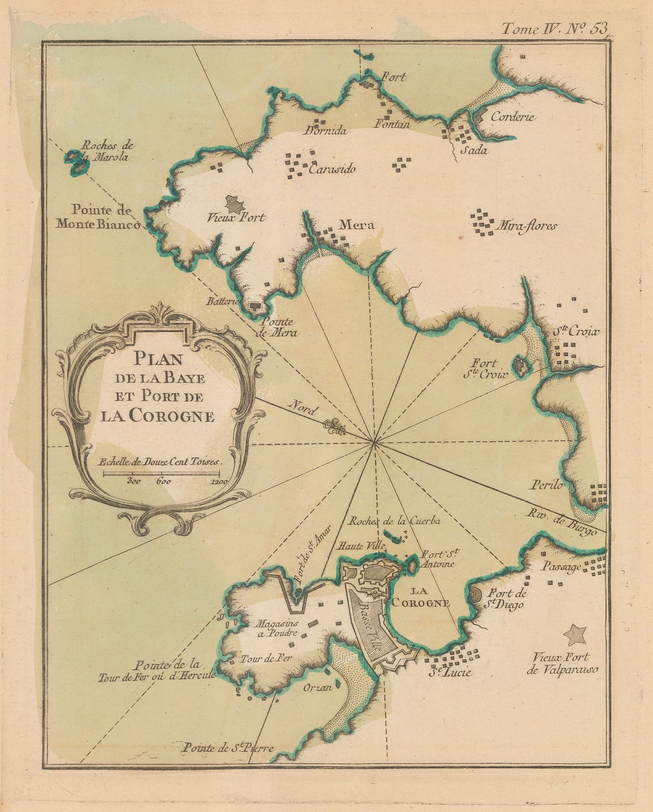 Jacques-Nicolas Bellin, Bay and Port of La Coruna, 1764