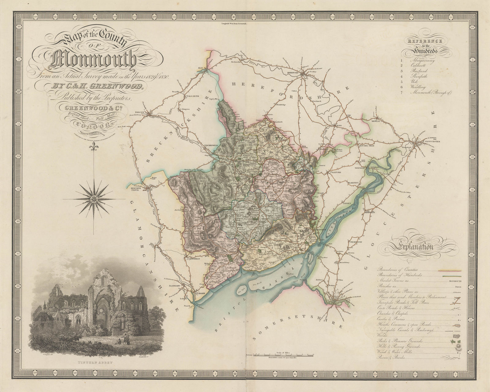 Christopher & John Greenwood, Map of the County of Monmouth, 1831