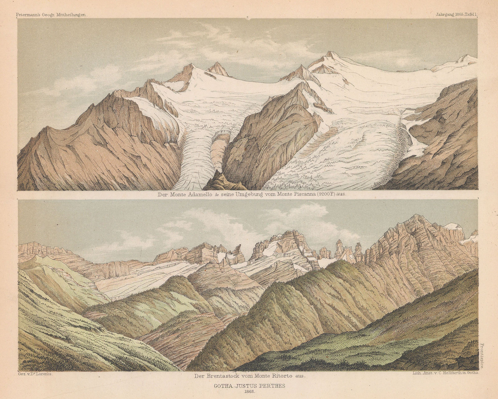 August Petermann, Italy - Monte Adamello from Monte Piscanna, 1865