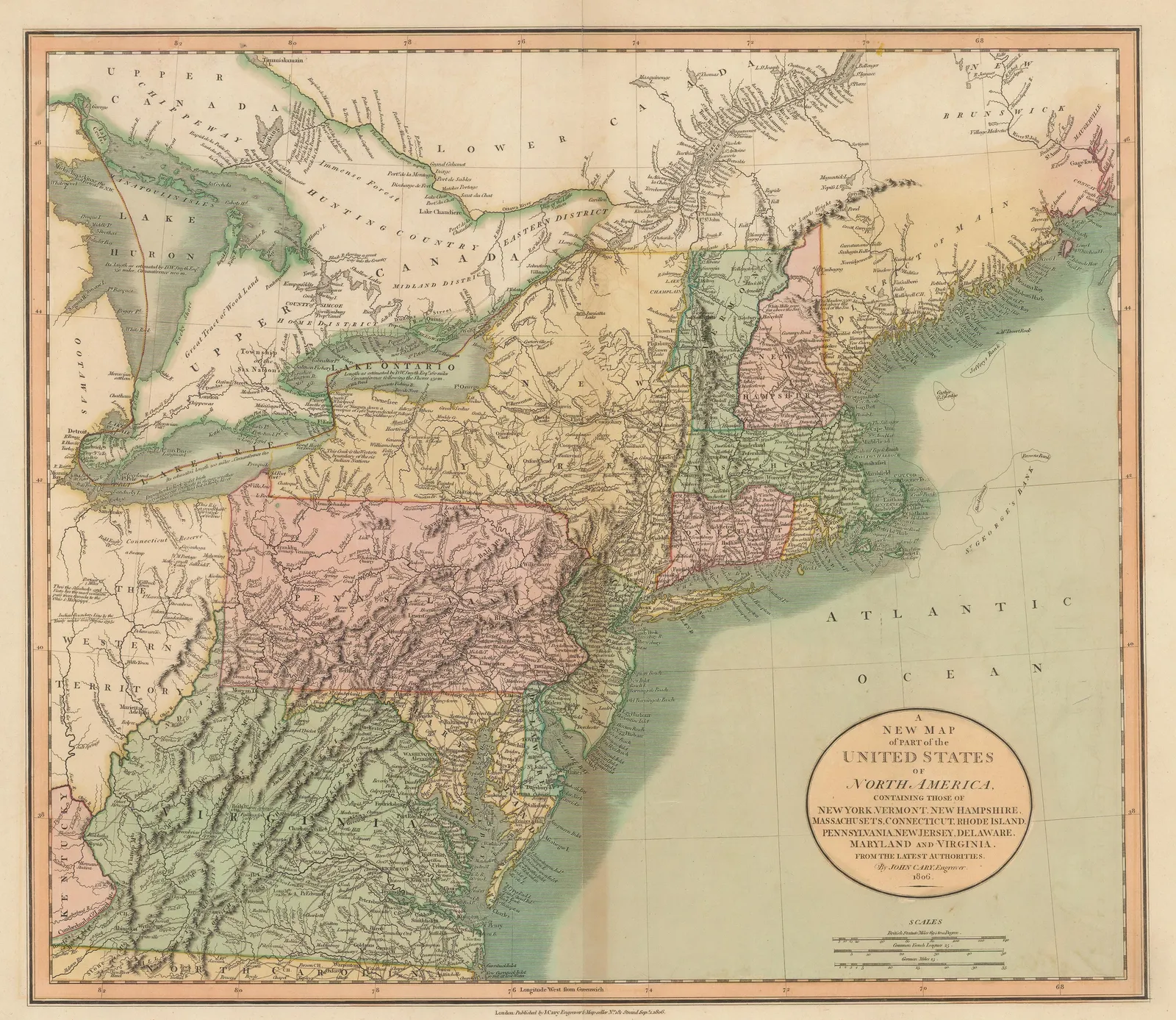 John Cary, North-eastern United States, 1806
