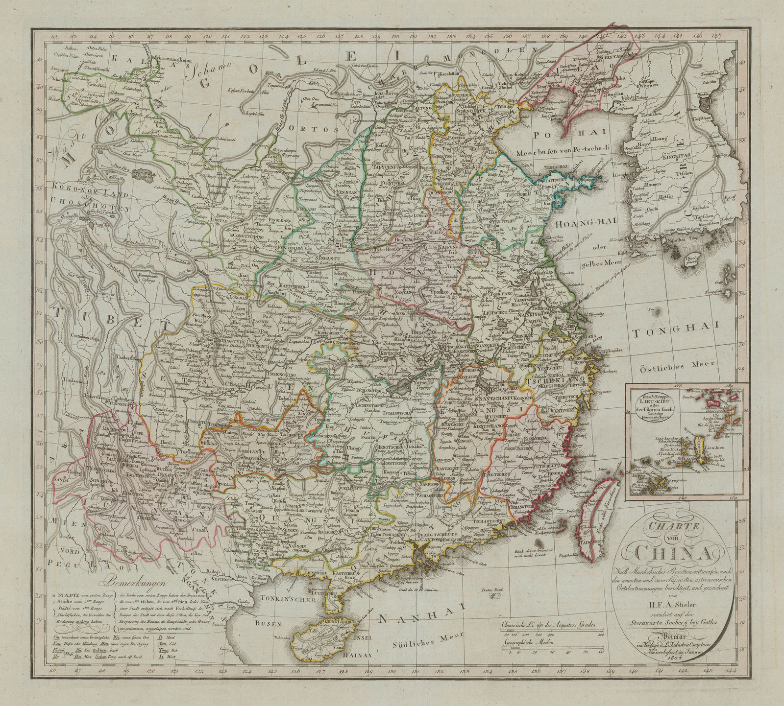 Adolf Stieler, China divided into provinces, 1804