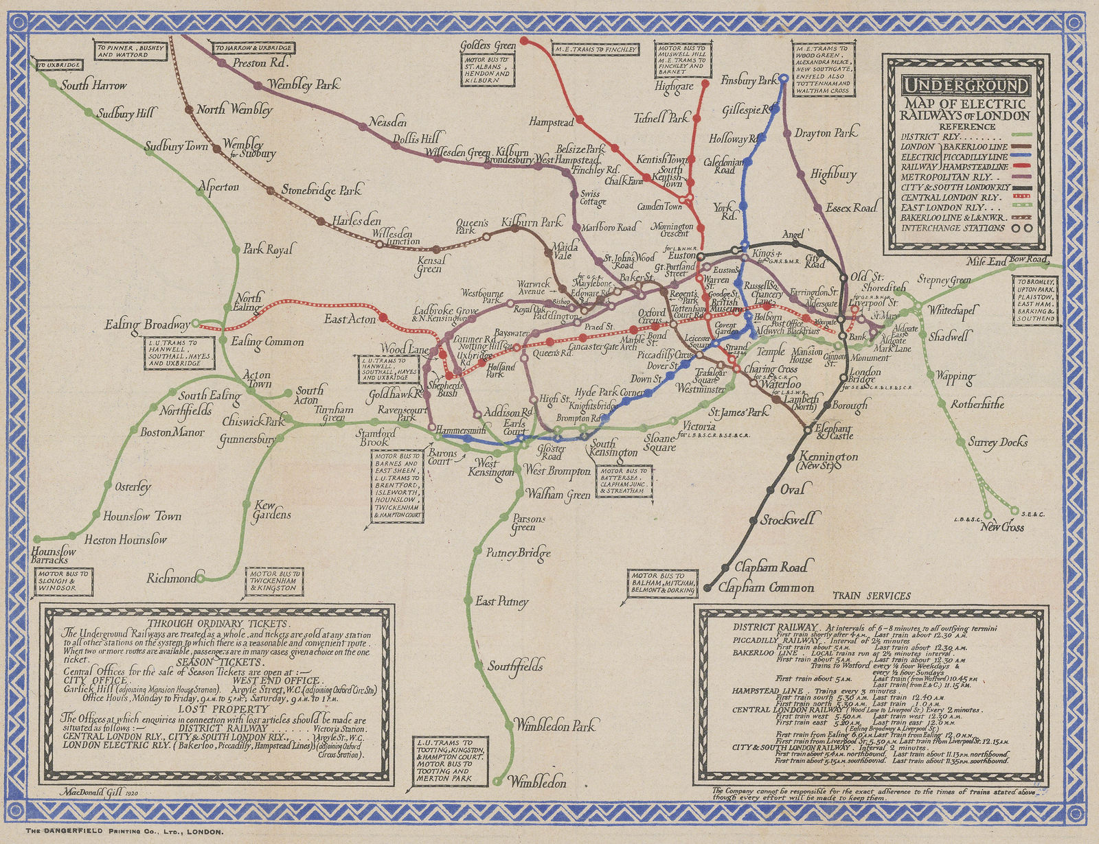 Macdonald Gill, Map of Electric Railways of London, 1921