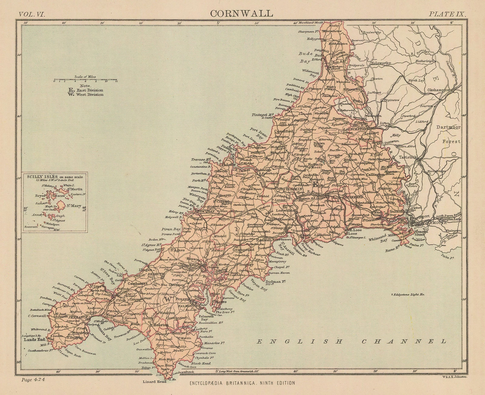 W. & A.K. Johnston, Cornwall, 1880 c.