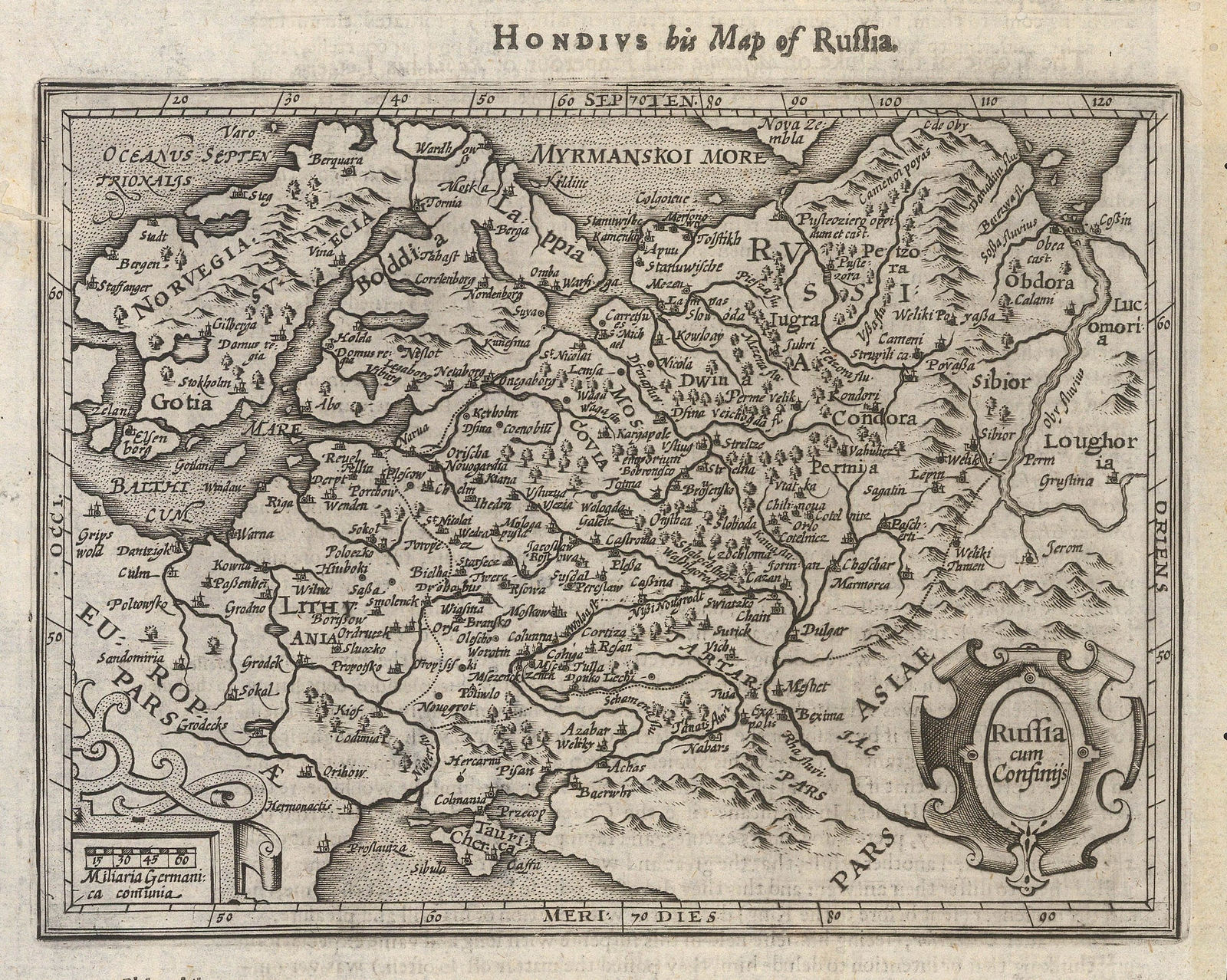 Samuel Purchas, Early map of European Russia, 1625