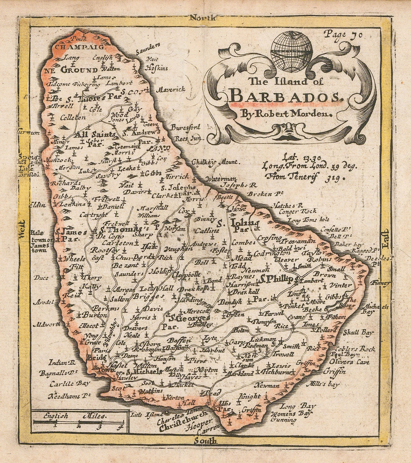 Robert Morden, The Island of Barbados, 1699
