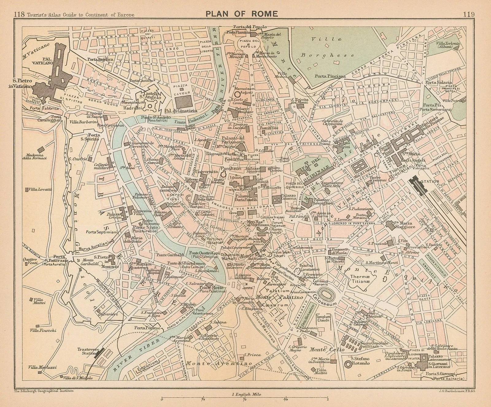 J.G. Bartholomew, Plan of Rome, 1893