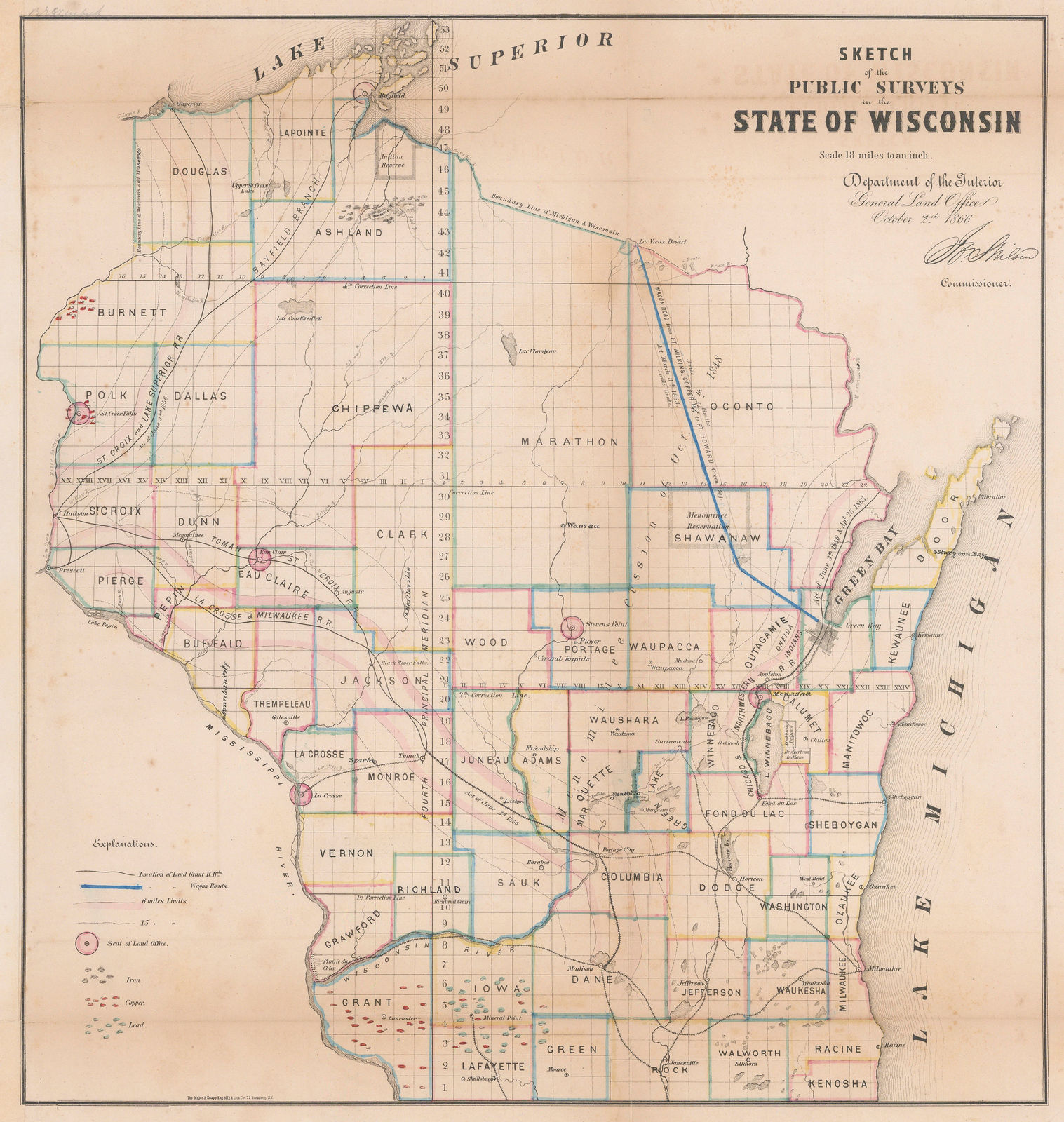 General Land Office (GLO), Wisconsin, 1866
