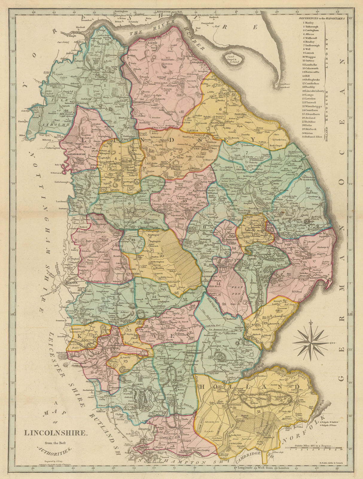 John Cary, Map of Lincolnshire from the Best Authorities, 1805