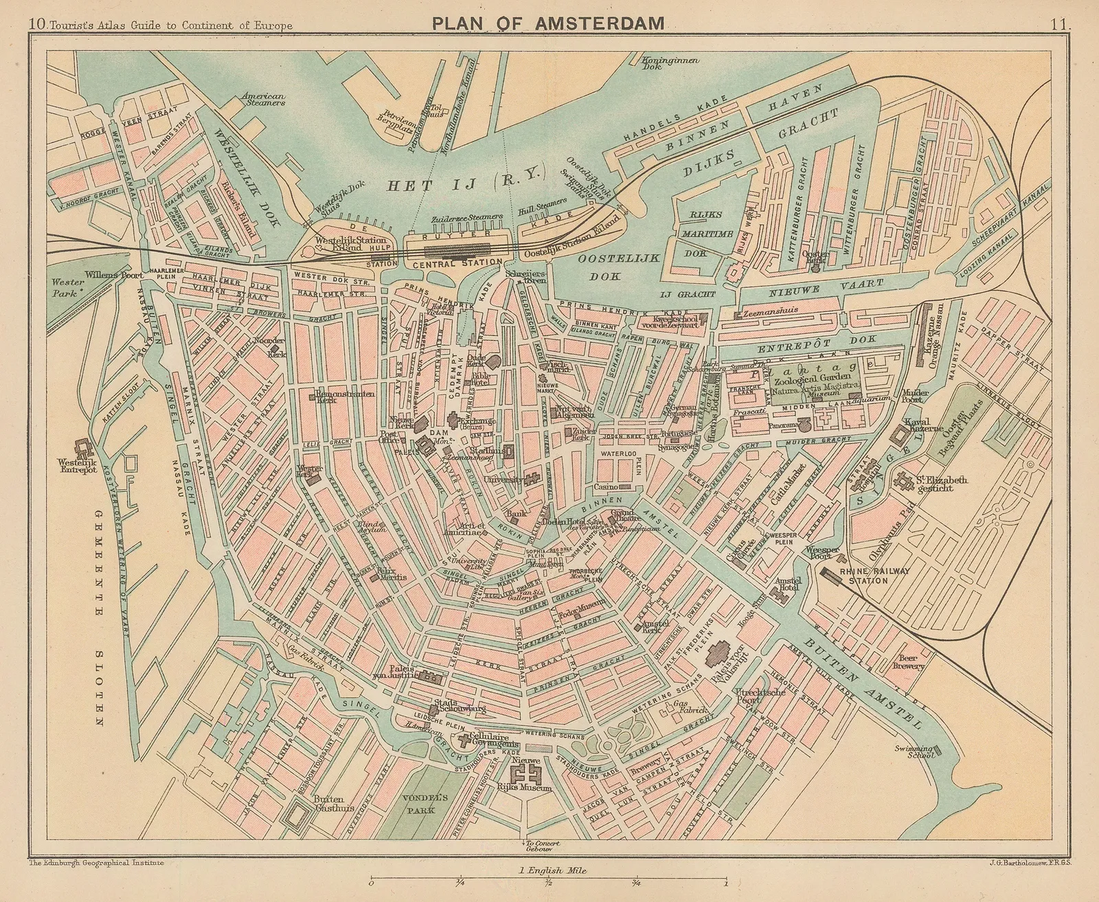 J.G. Bartholomew, Plan of Amsterdam, 1893