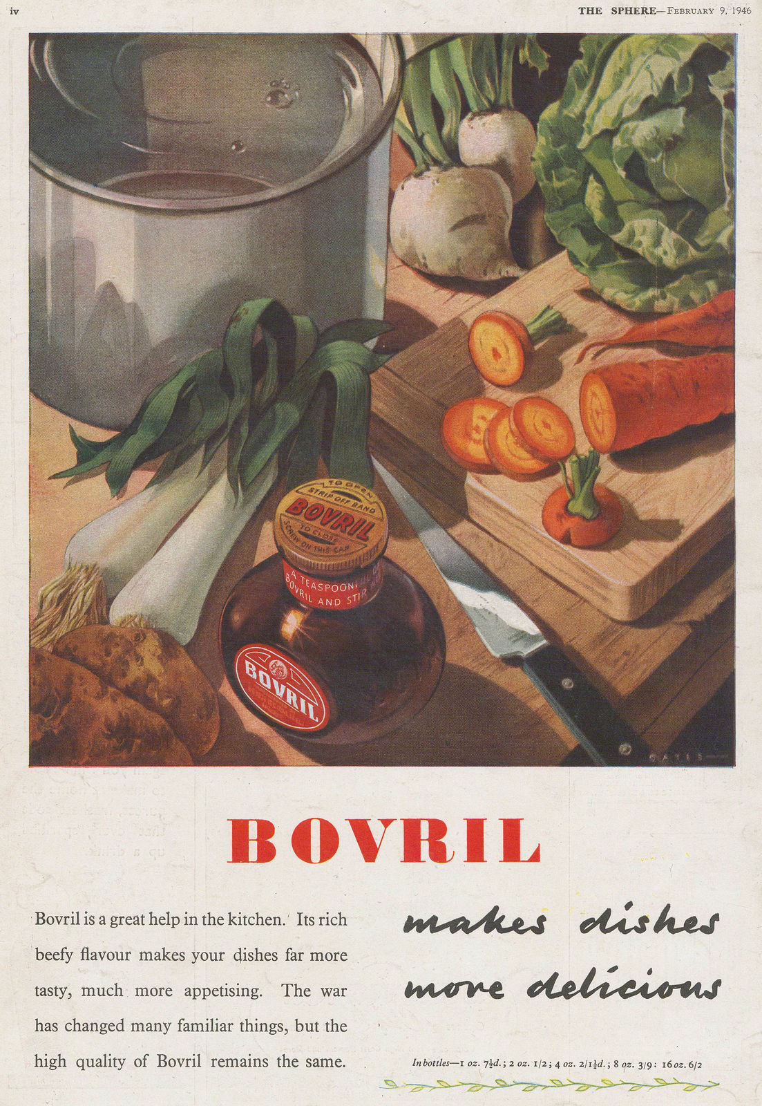 The Sphere, Cookery - Bovril, 1946