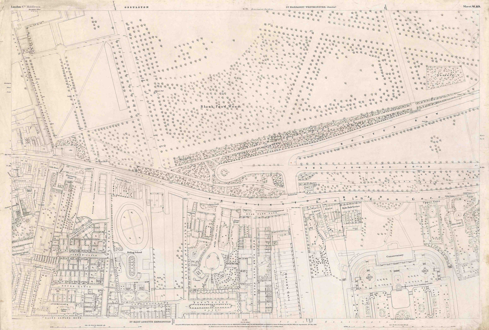 Ordnance Survey, Kensington Palace to Kensington Gore, 1867