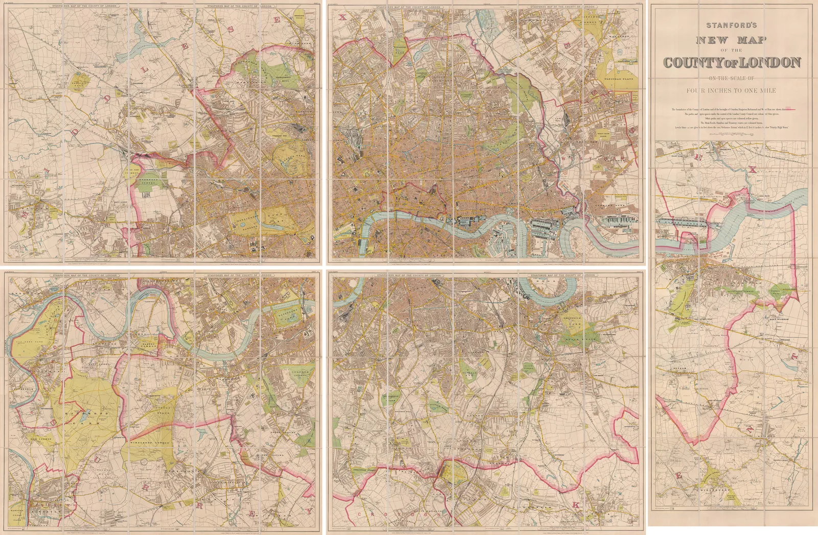 Edward Stanford, New Map of the County of London, 1901