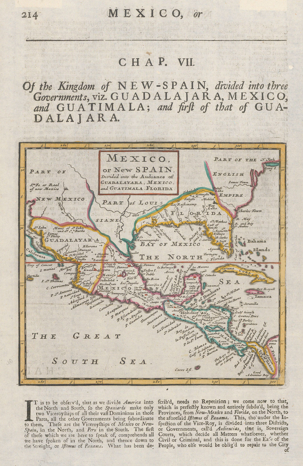 Herman Moll, Mexico, or New Spain, 1719