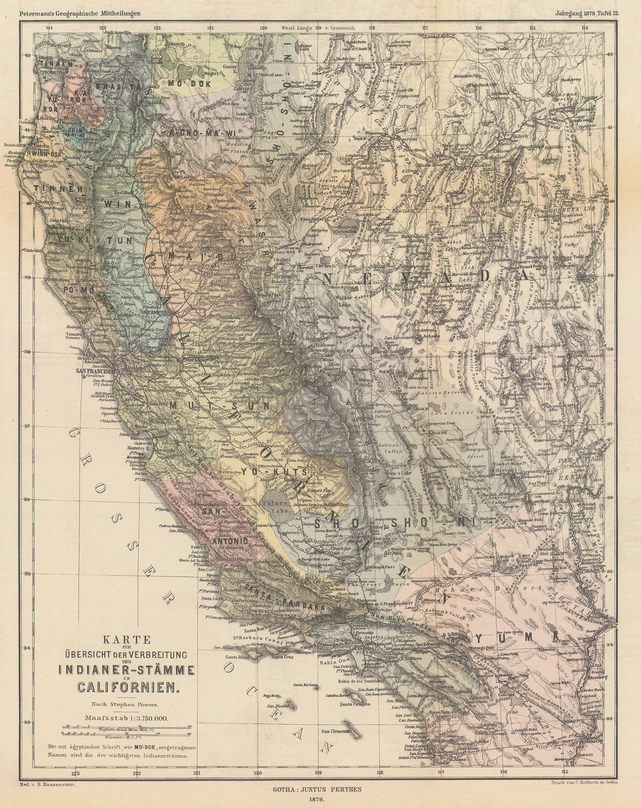 Justus Perthes, Native American Tribes of California, 1879
