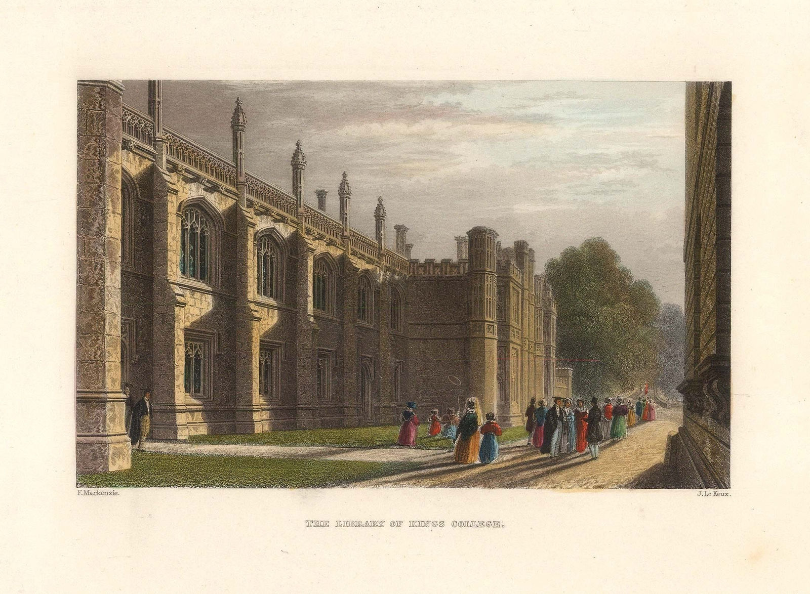 John Le Keux, Cambridge University - King's College Library, 1840