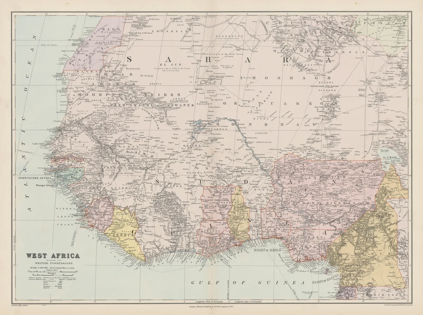 Edward Stanford, West Africa showing the British Possessions, 1904