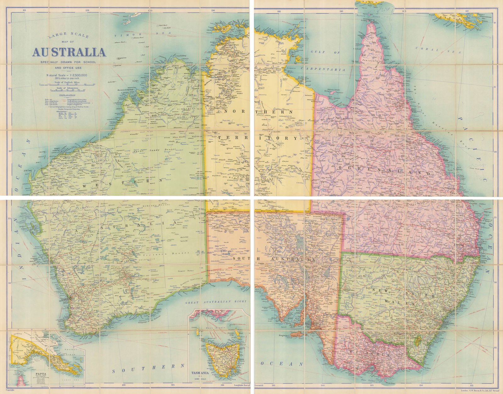 George W. Bacon, Large Scale Map of Australia, 1912 c.
