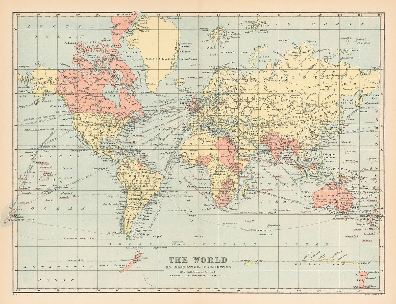 John Bartholomew, The World on Mercator's Projection, 1900 (c.)