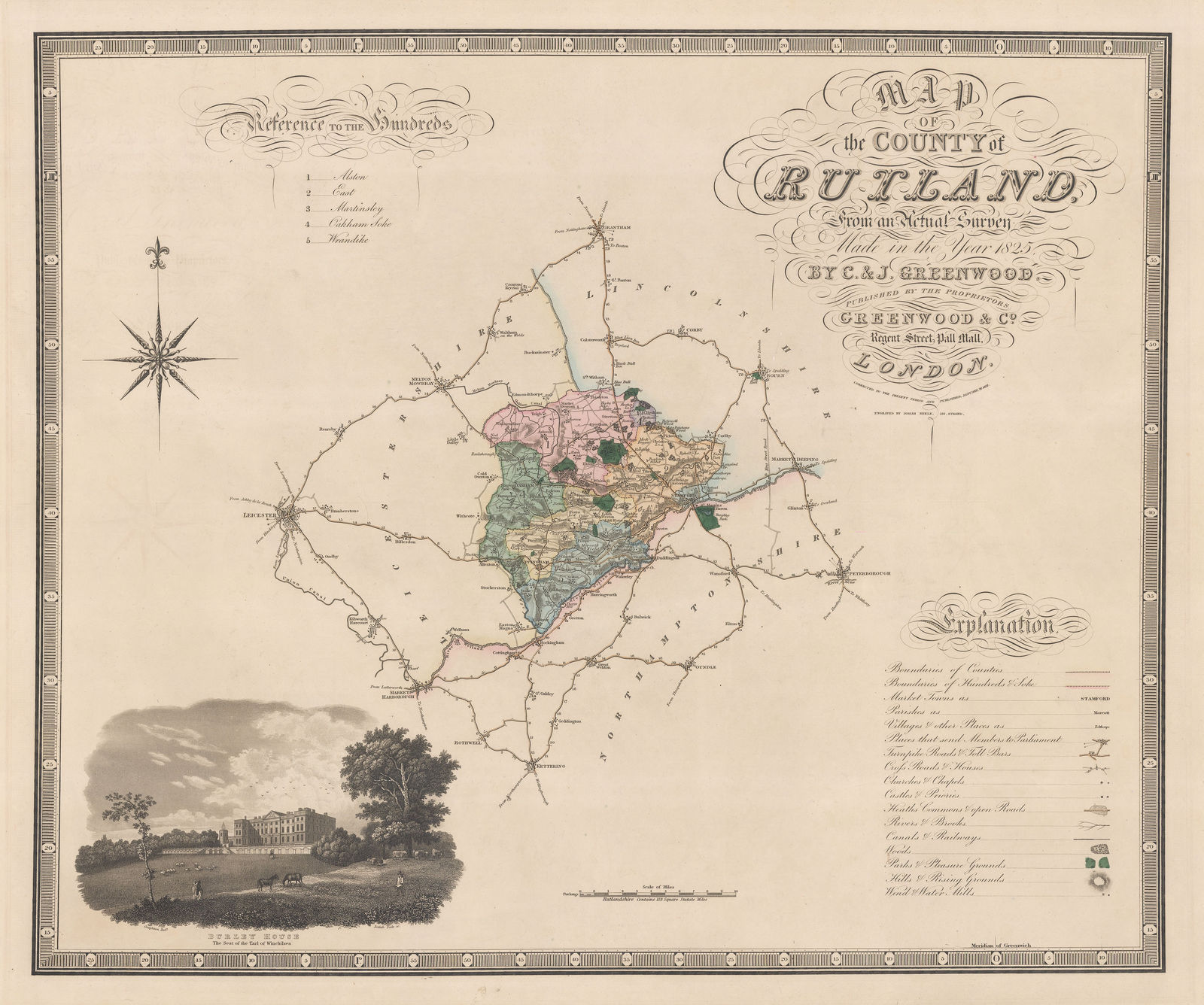 Christopher & John Greenwood, Map of the County of Rutland, 1831