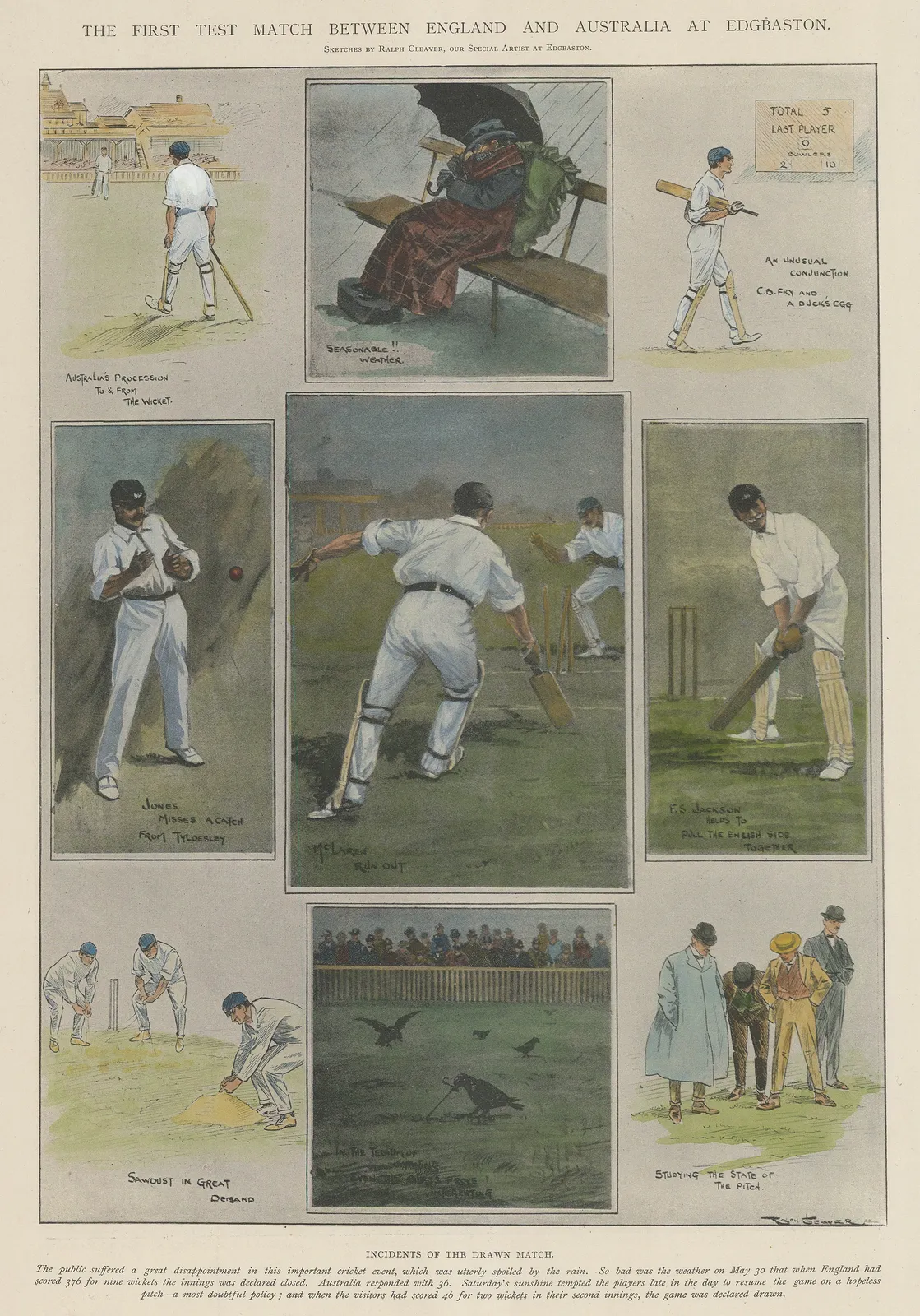 Illustrated London News (ILN), Cricket - England v Australia at Edgebaston, 1902