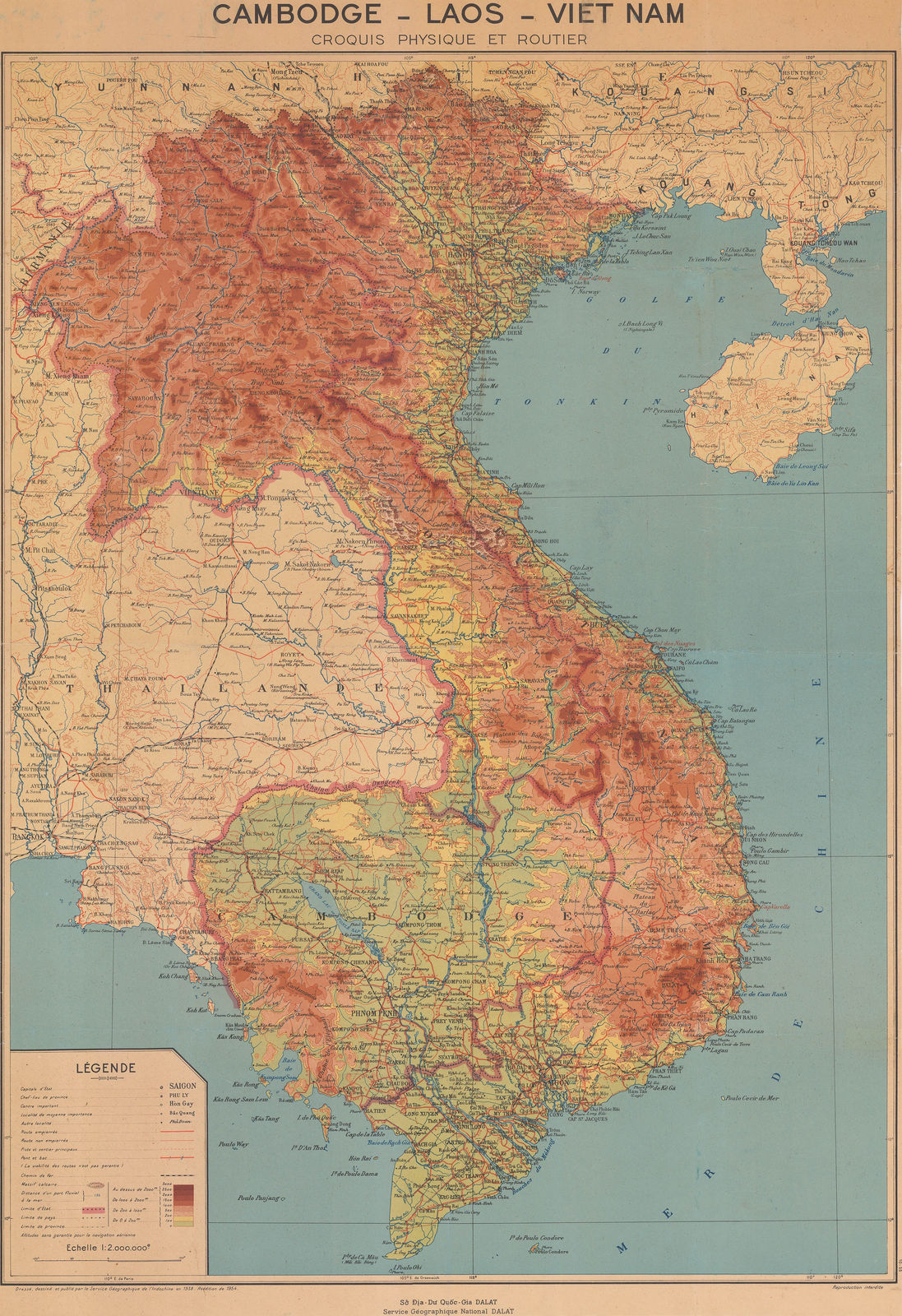 Service géographique de l'Indochine, Cambodia, Laos and Vietnam (French Indochina), 1954