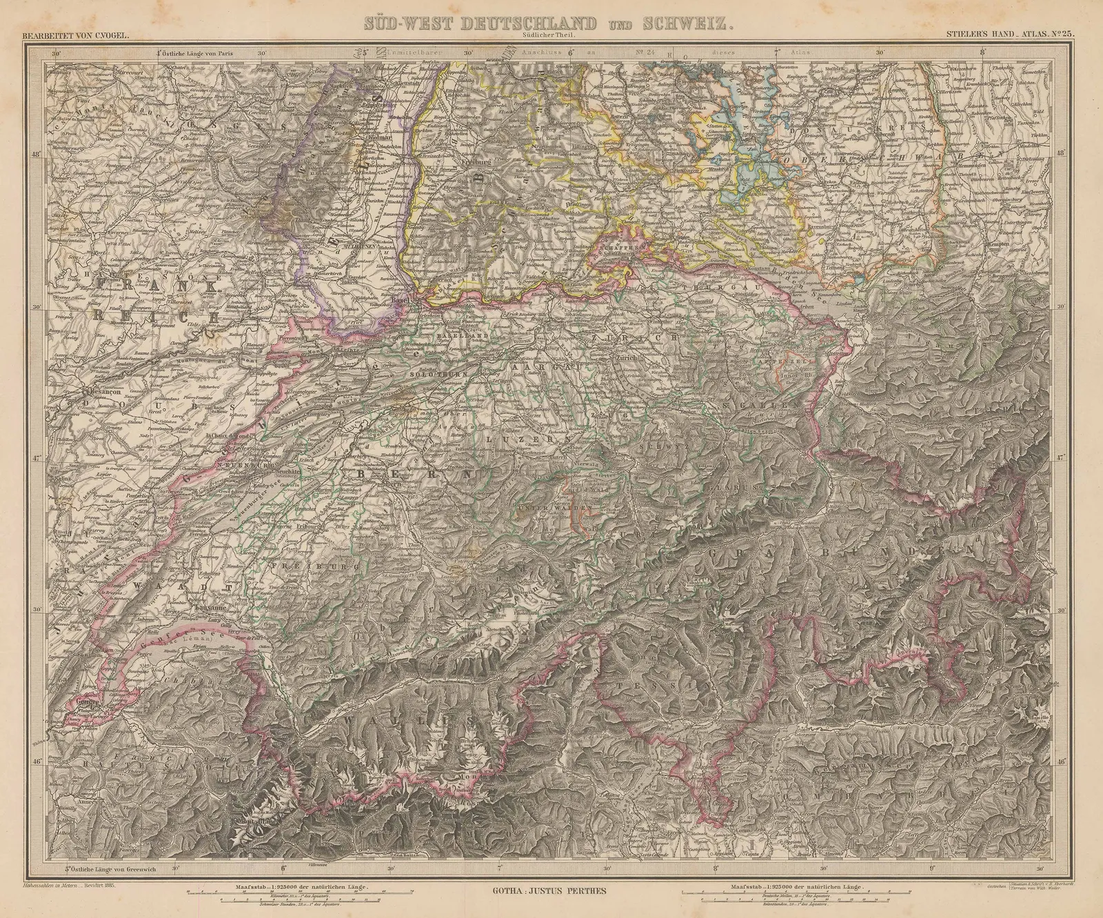 Justus Perthes, Switzerland, 1860 c.