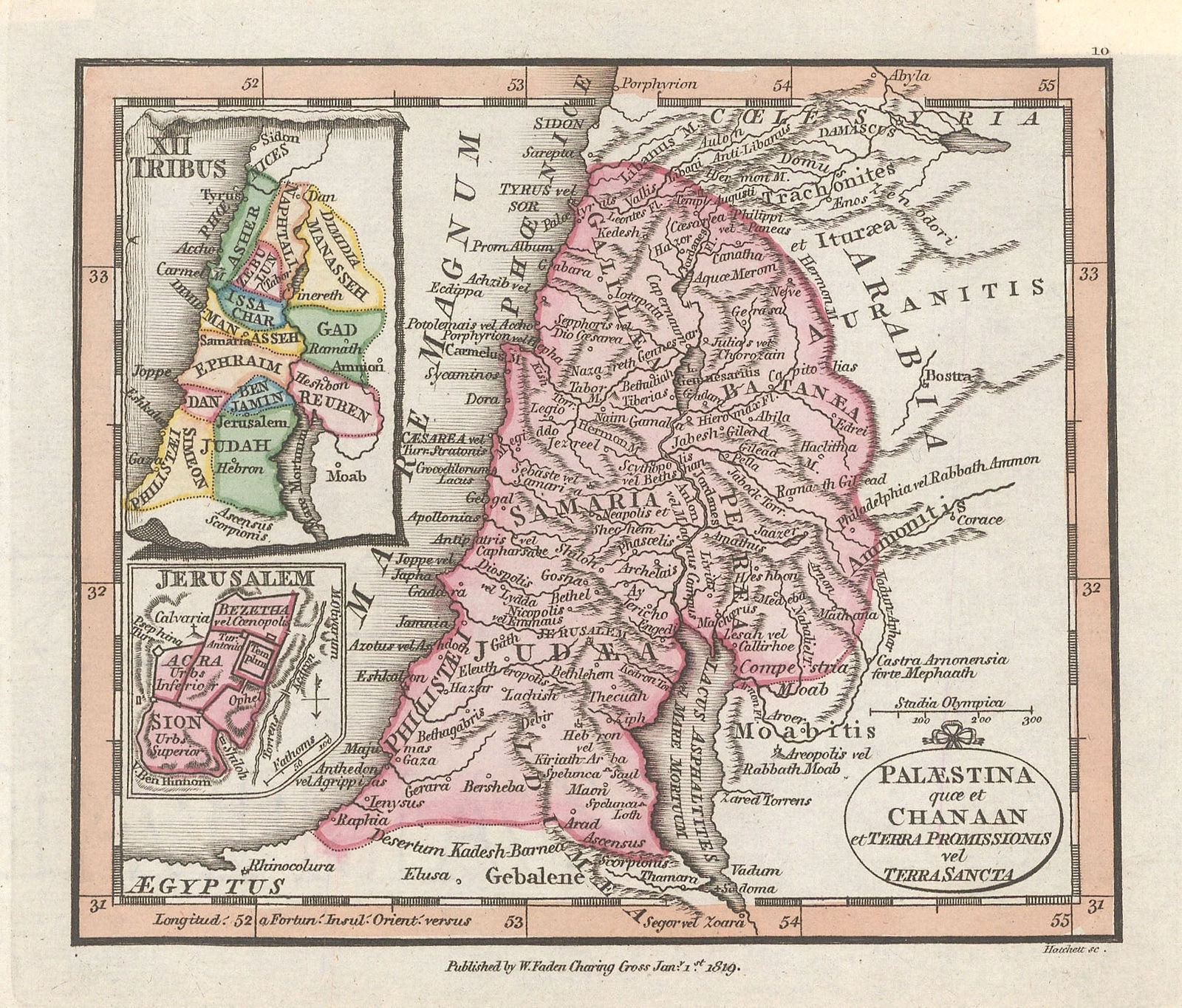 William Faden, Miniature atlas map of the Holy Land, 1819