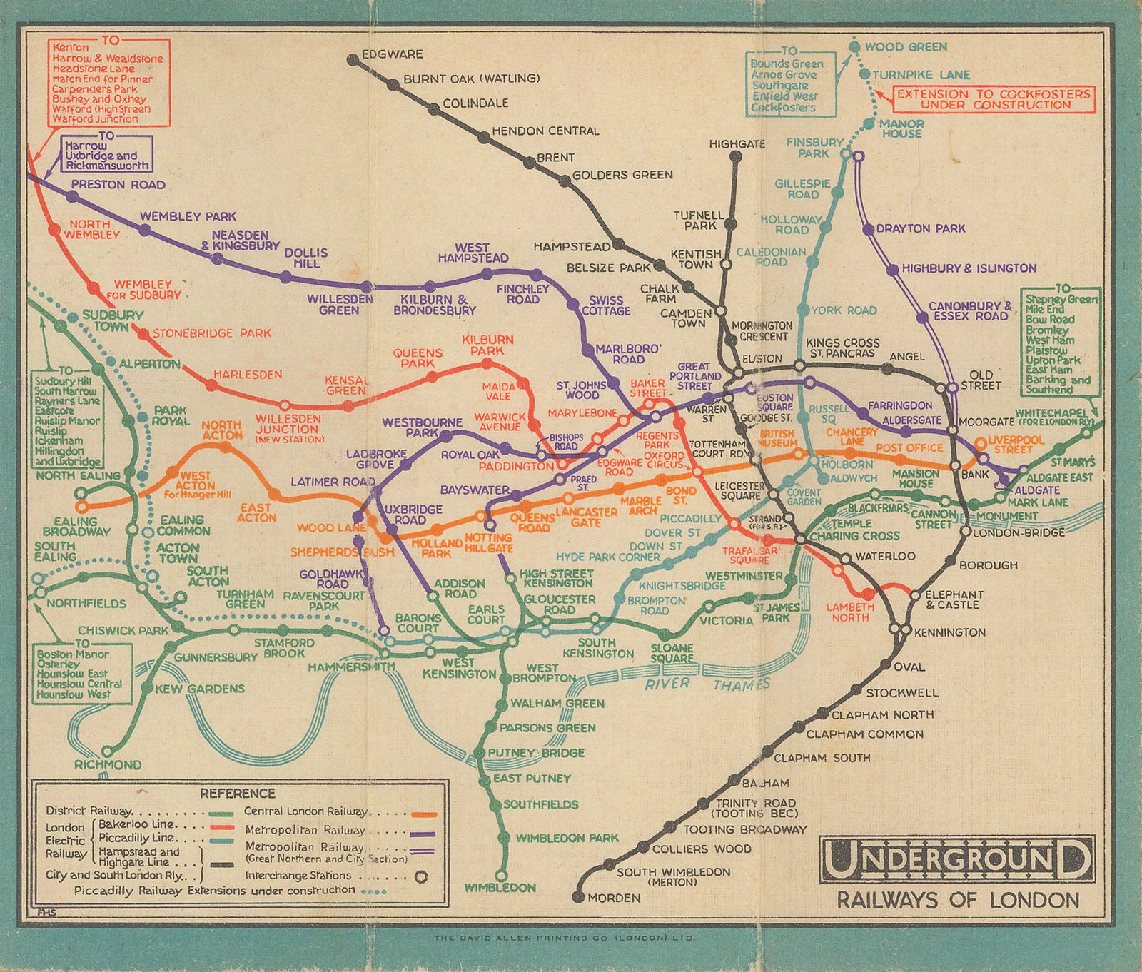 Fred H. Stingemore, Map of London's Underground Railways, 1931