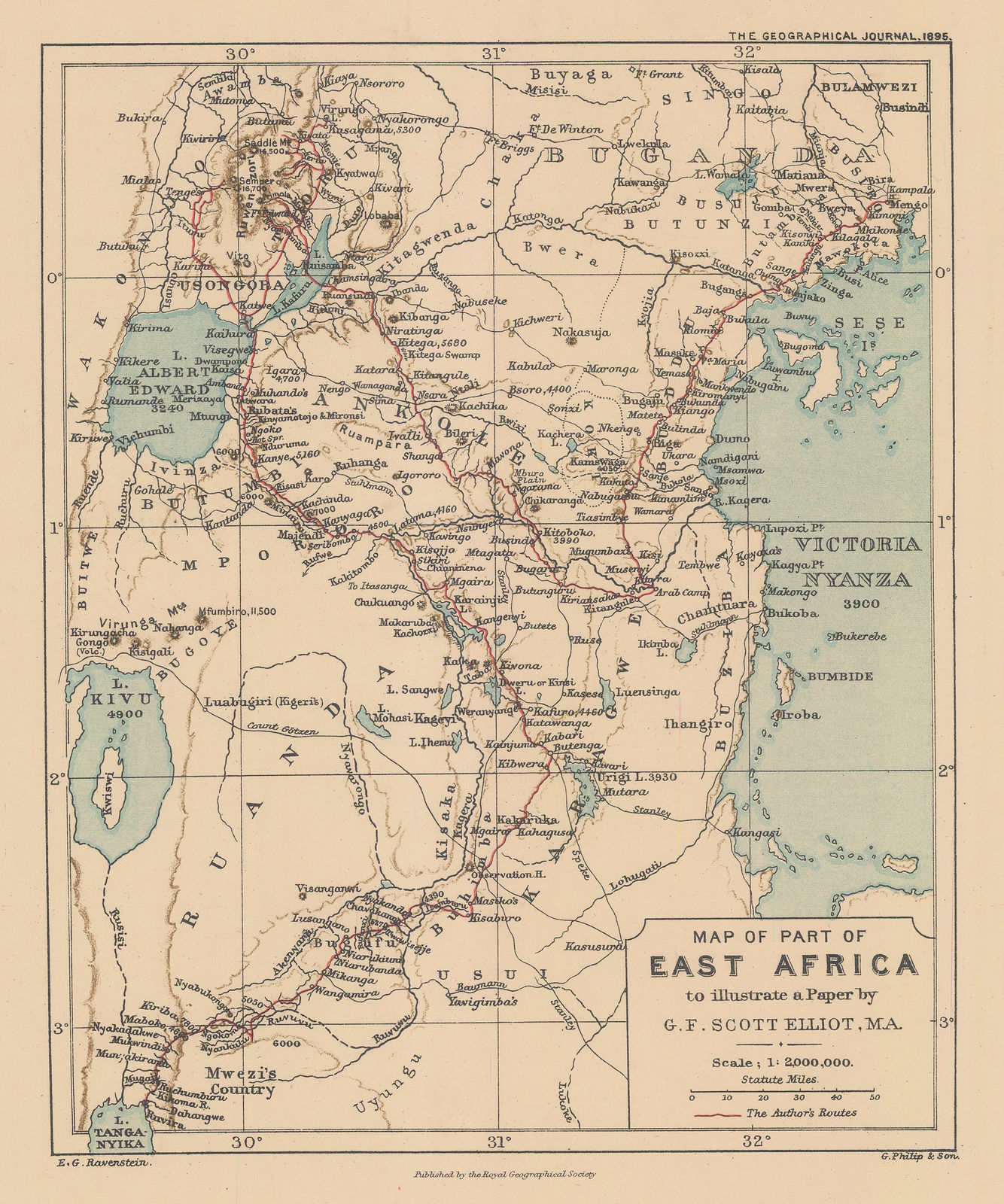 Royal Geographical Society (RGS), Map of Part of East Africa, 1895
