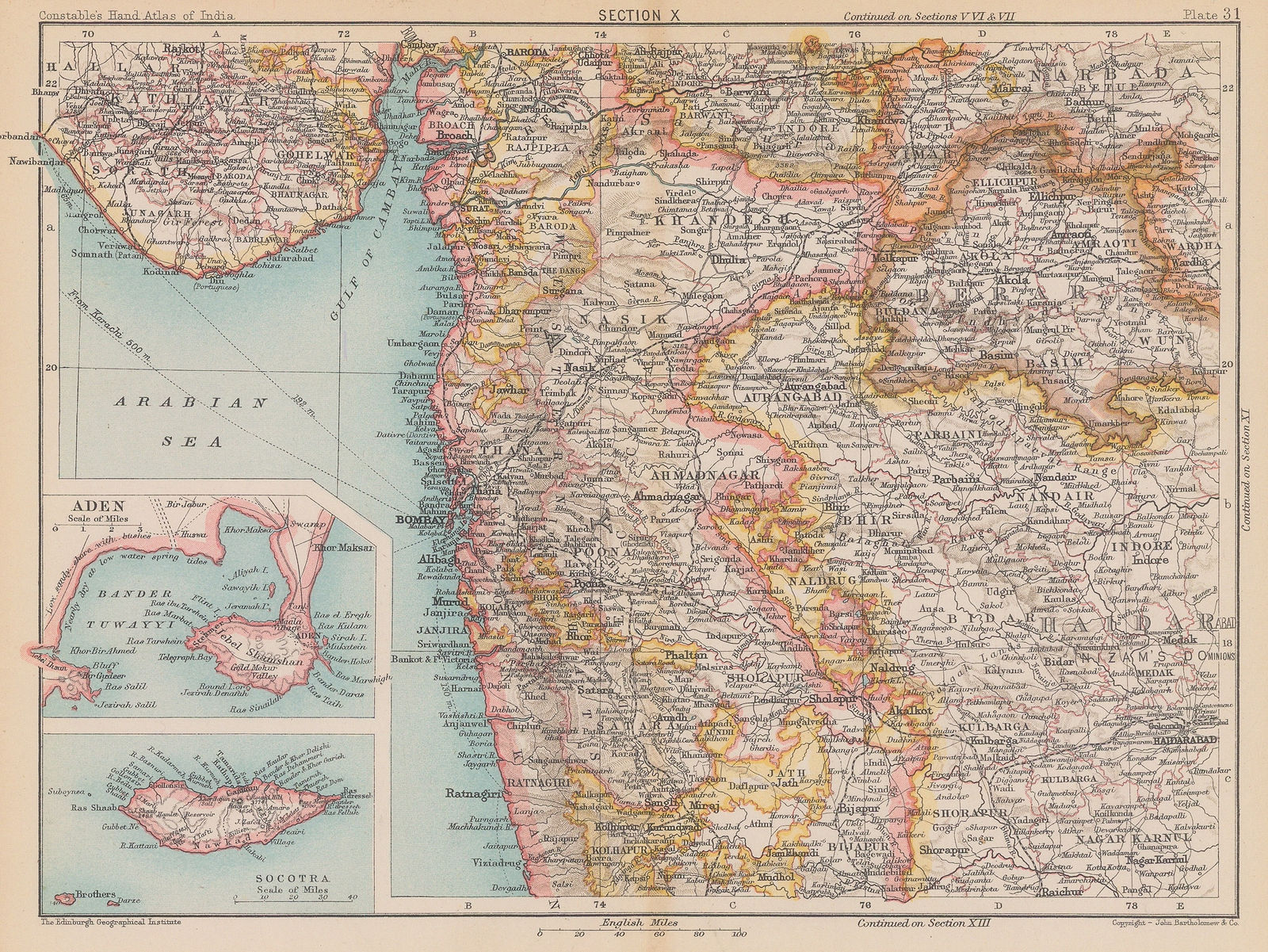 J.G. Bartholomew, Section X. Bombay, Berar, 1893