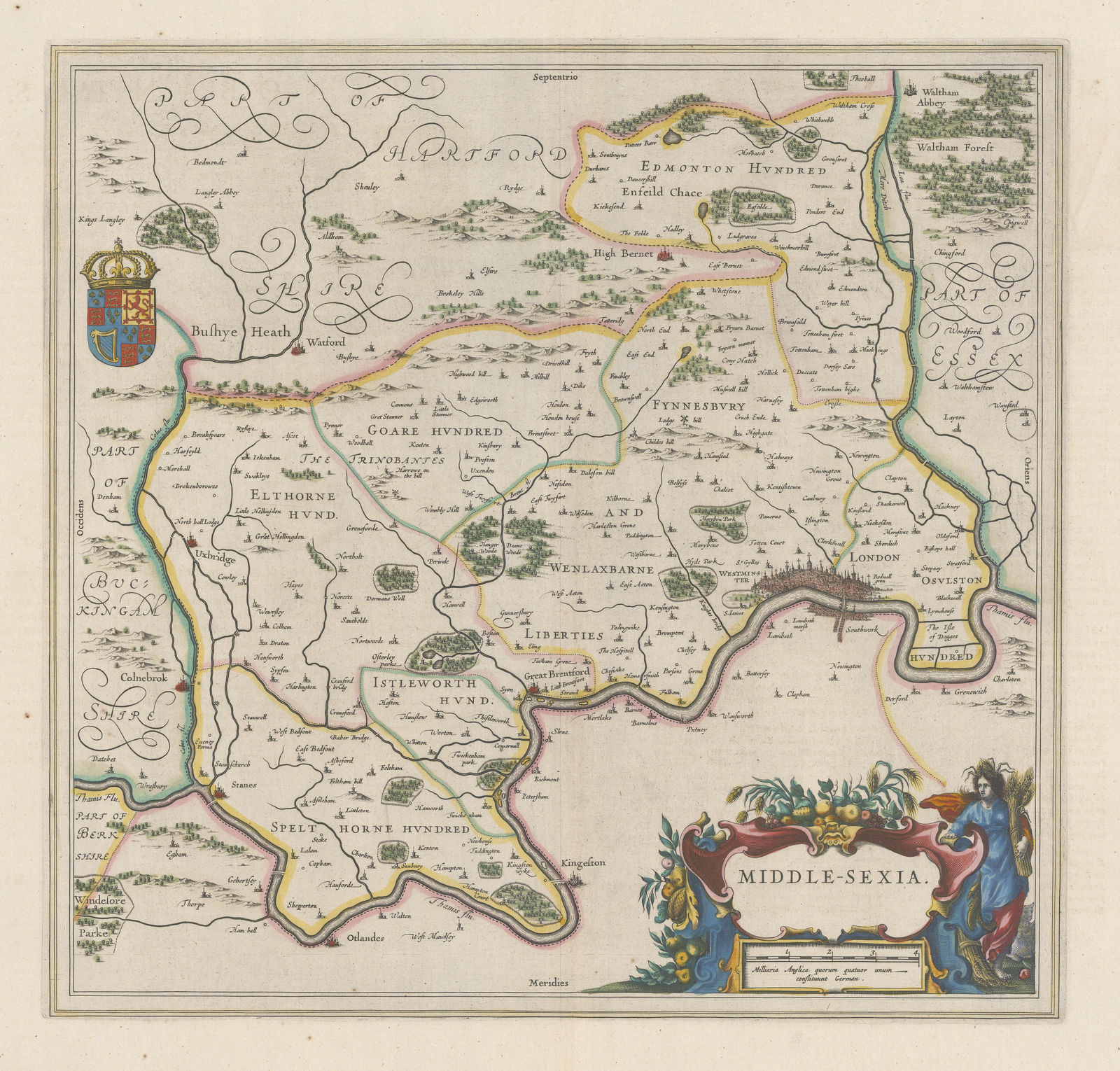 Willem & Jan Blaeu, Middlesex, or North & West London, 1650 c.