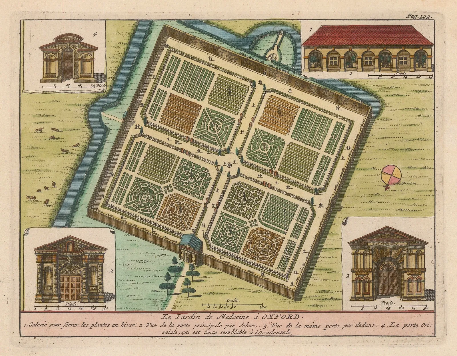 Pieter Van der Aa, Oxford University - Oxford Botanic Garden, 1727
