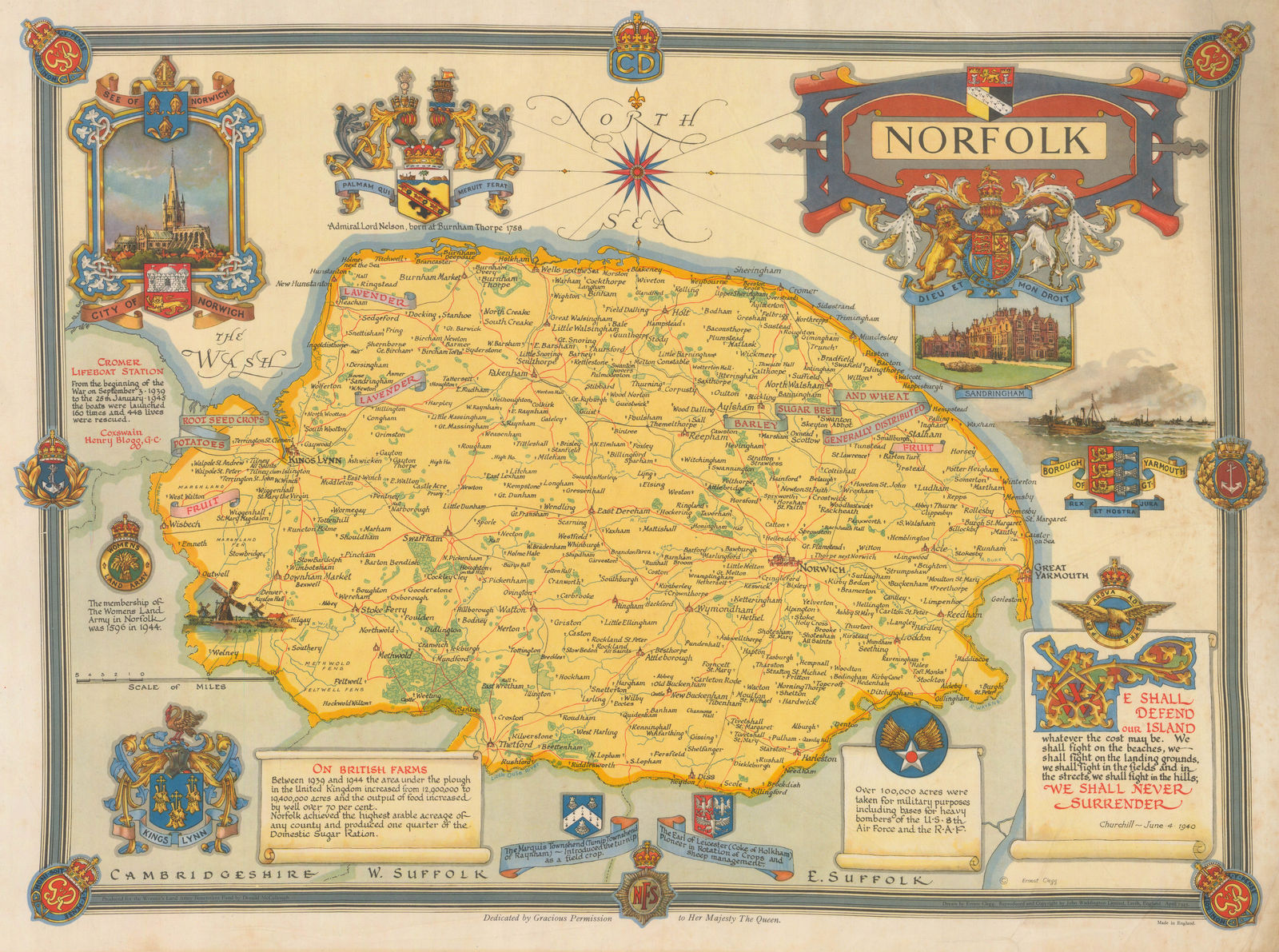 Ernest Clegg, WW2 Map of Norfolk, 1945
