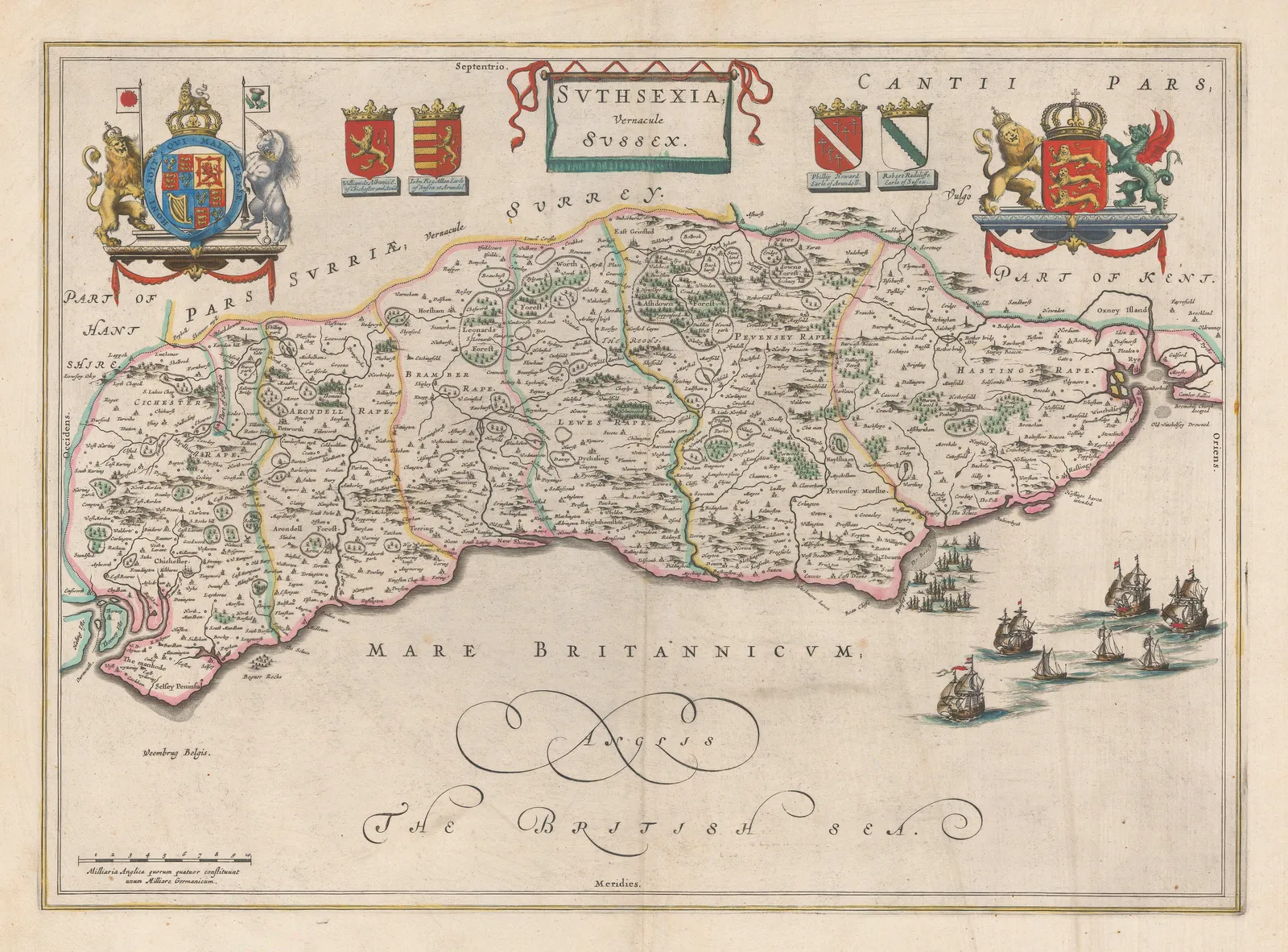 Willem & Jan Blaeu, Sussex, 1648