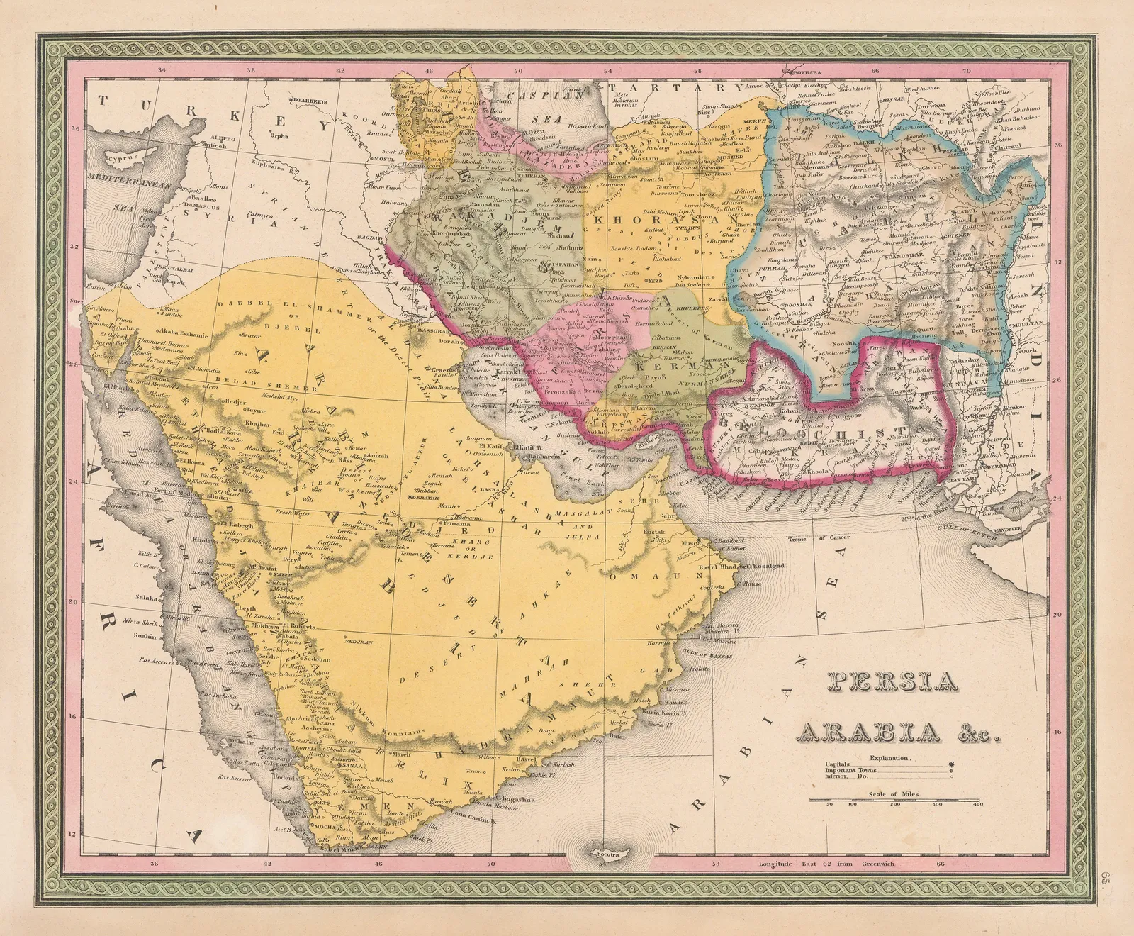Samuel Augustus Mitchell, Arabia, Persia, 1840 c