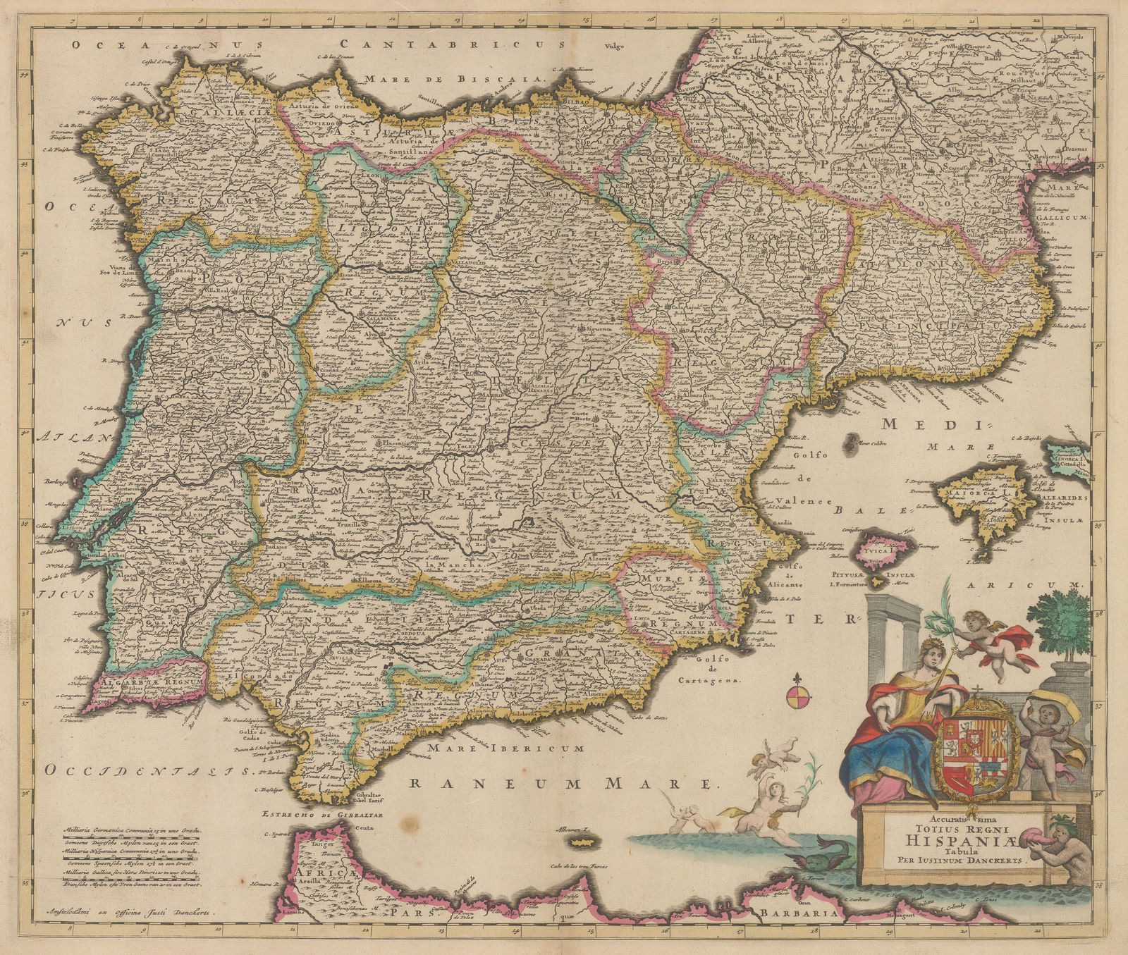 Cornelis & Justus Danckerts, Spain and Portugal, 1690 c.