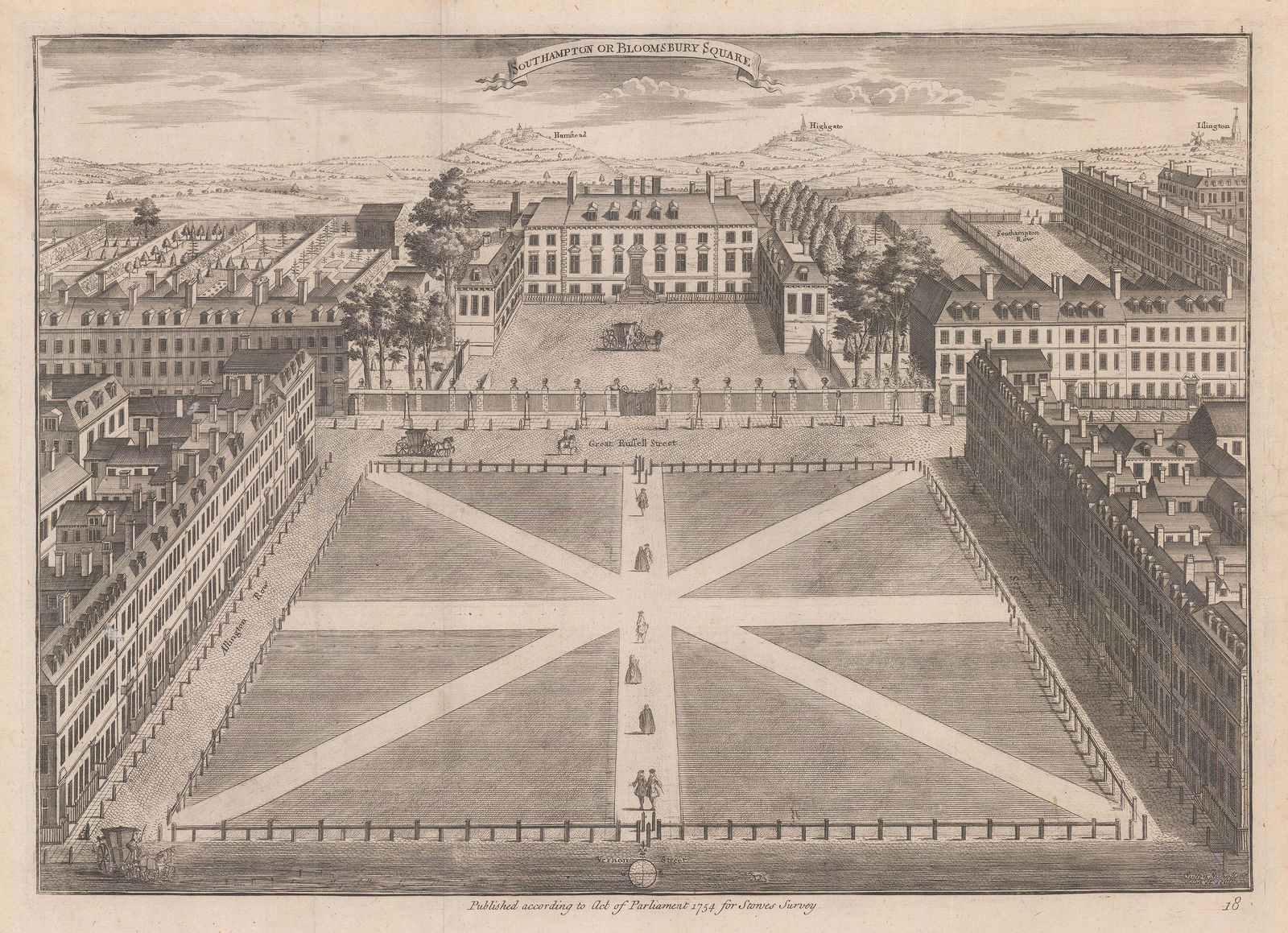 John Stow, London - Bloomsbury Square, 1754
